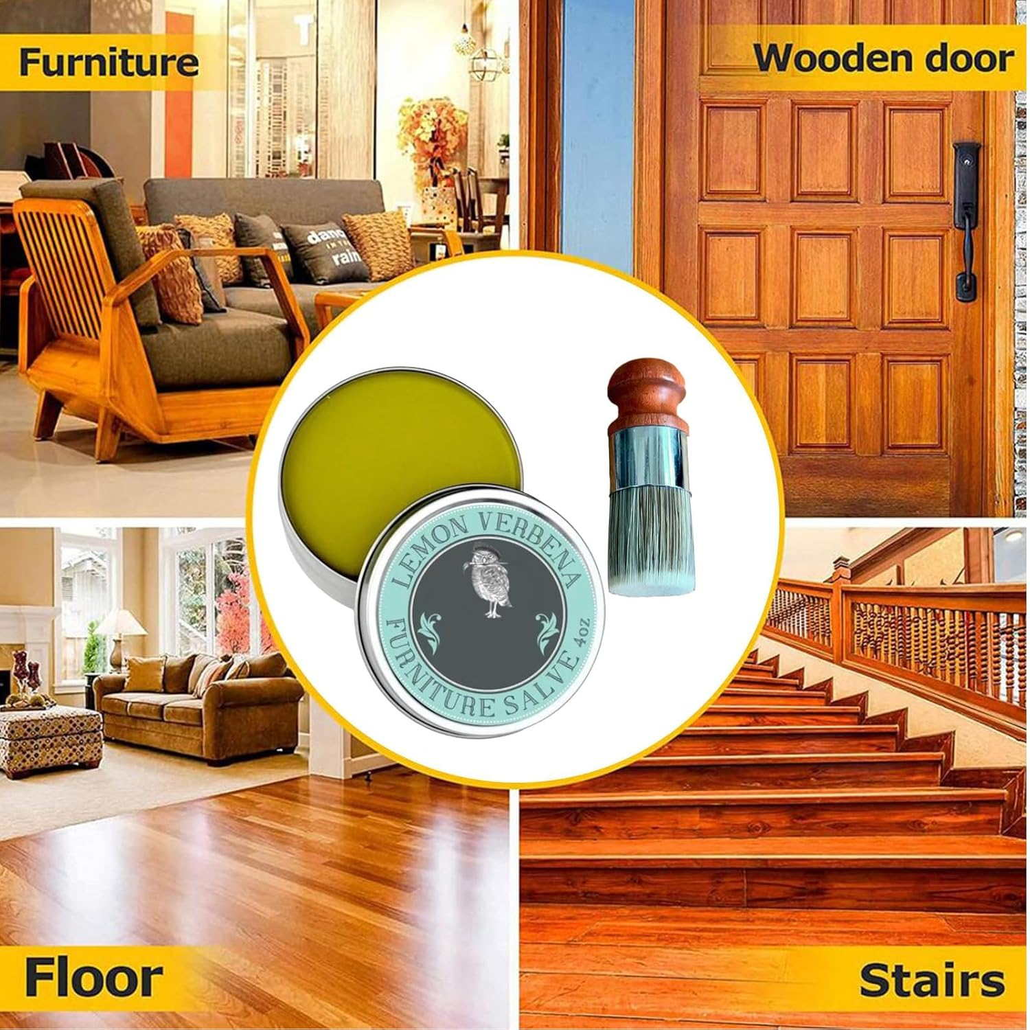 Furniture Salve for Leather, Furniture Salve for Leather and Wood, Furniture Salve & Brush Bundles, Leather Restorer Repair & Conditioner, Furniture Polish Wax for Wood Chair, Table image number 4