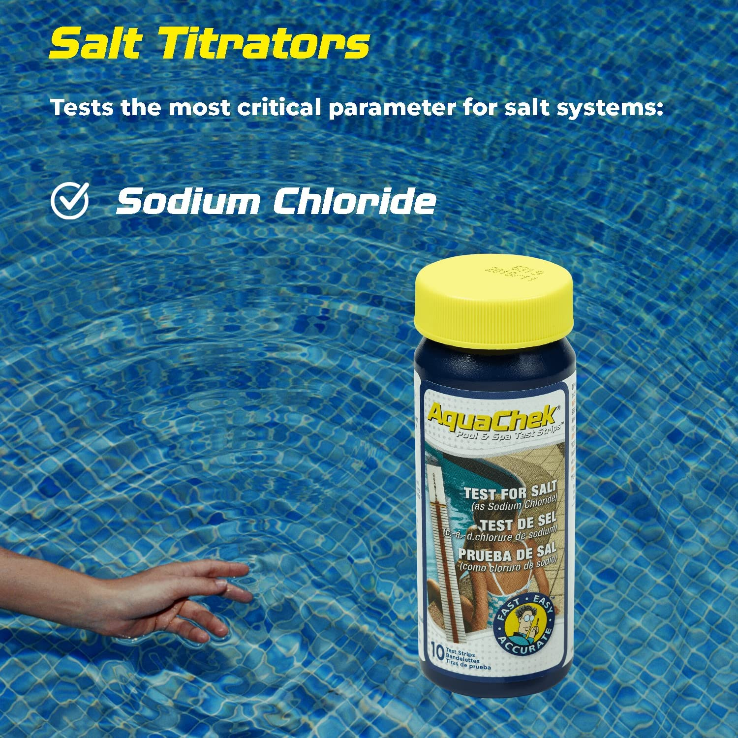 Aquachek Salt Test Strip Titrators for Pools - Salt Water Pool Test Strips for Sodium Chloride - Quick and Accurate Results - Professional Water Quality Testing Kit (10 Strips) image number 2