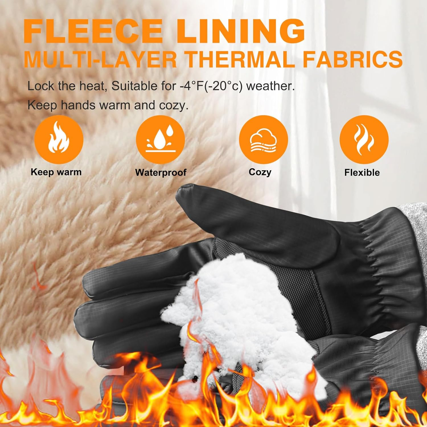 LOKZEER Winter Gloves for Men Women &ndash; Touch Screen Waterproof Windproof Warm Gloves with Thermal Lining for Running, Driving, Cycling, Hiking, and Cold Weather Outdoor Activities image number 4