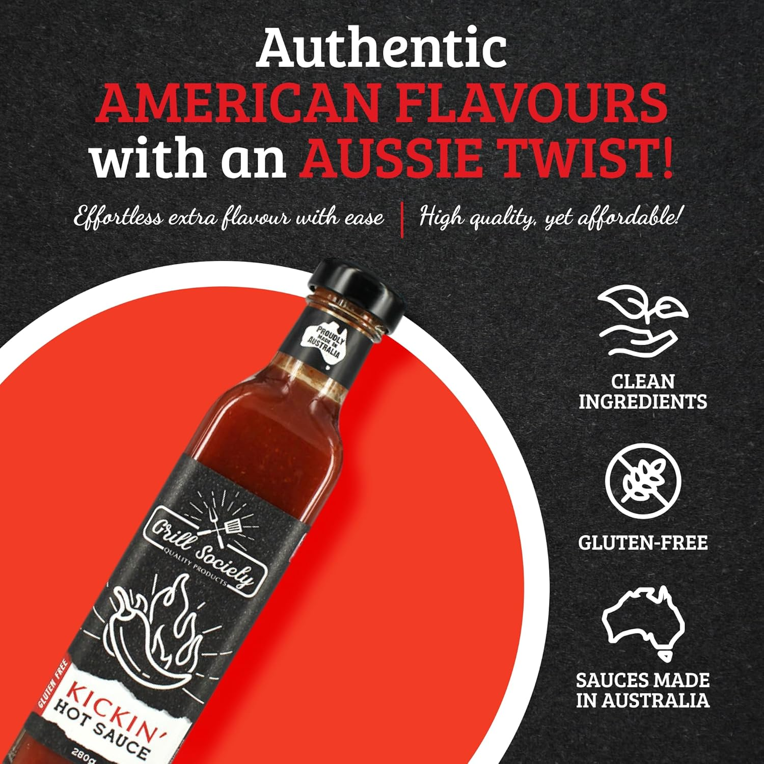 Grill Society Kickin Hot Sauce, 280G &ndash; Spicy BBQ Sauce for Chicken, Wings, Burgers & More, Bold Flavour, Gluten-Free, No Artificial Colours or Flavours image number 4