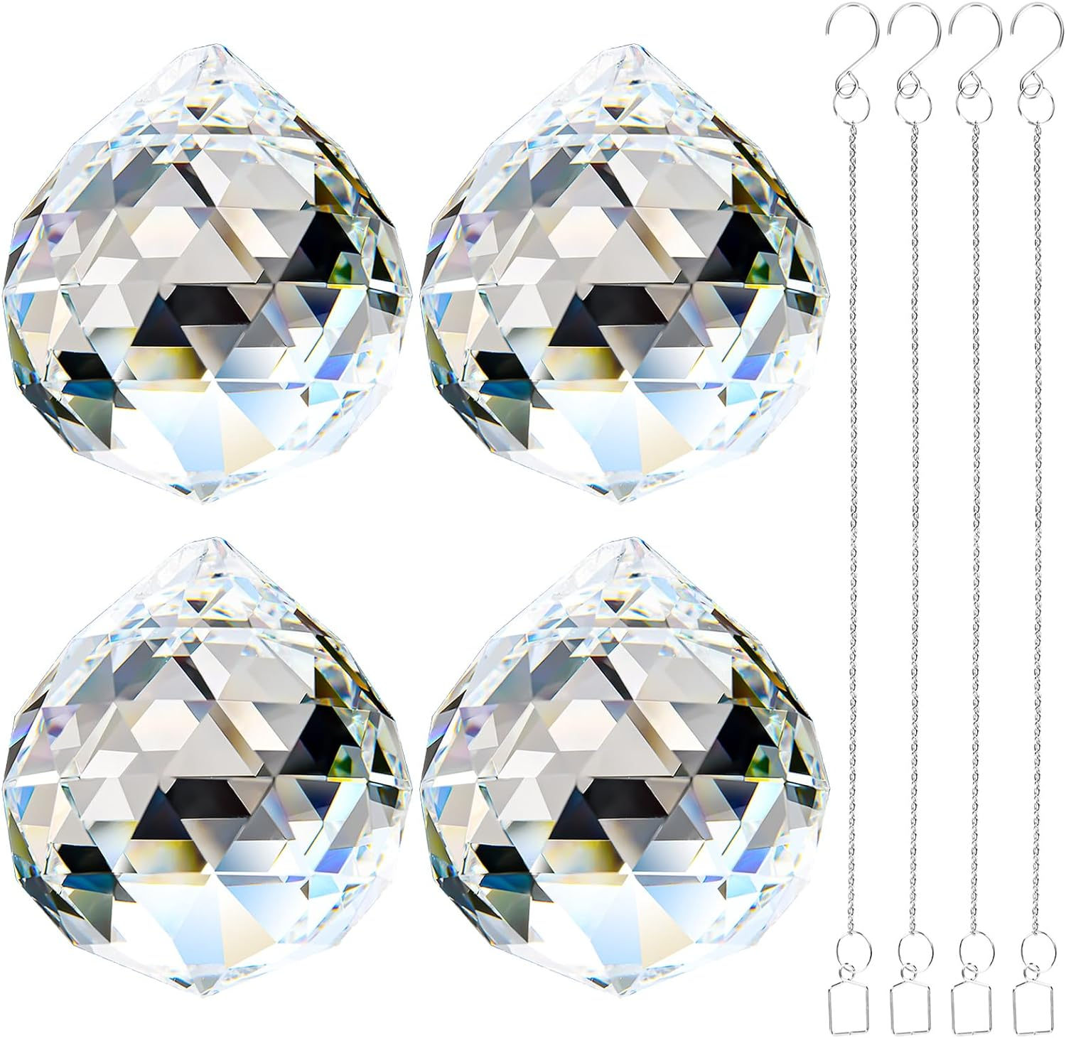 Adwikoso Crystal Ball Prism Pendant Glass Chandelier Hanging Pendant Feng Shui Sunshine Catcher Wedding Home Window D&eacute;cor (50Mm-4Pack) image number 2