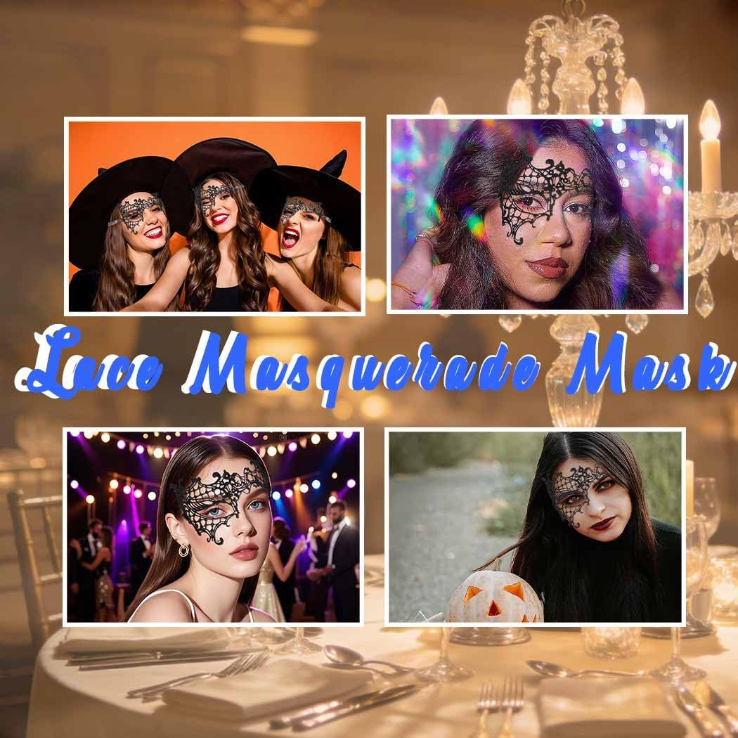 Bounzhi Sexy Masquerade Mask Venetian Lace Mask Fashion Party Eyemask Halloween Mask Ball Costume Accessory for Women image number 2