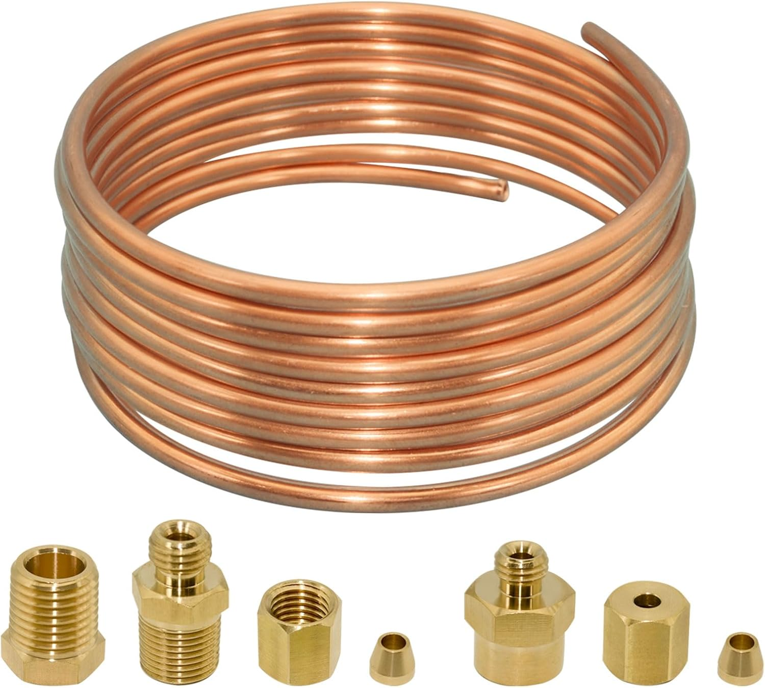 Ebrmeiwo 72'' Oil Pressure Gauge Tubing Kit, Set of Copper Tube and Threaded Parts, Universal Fit image number 2
