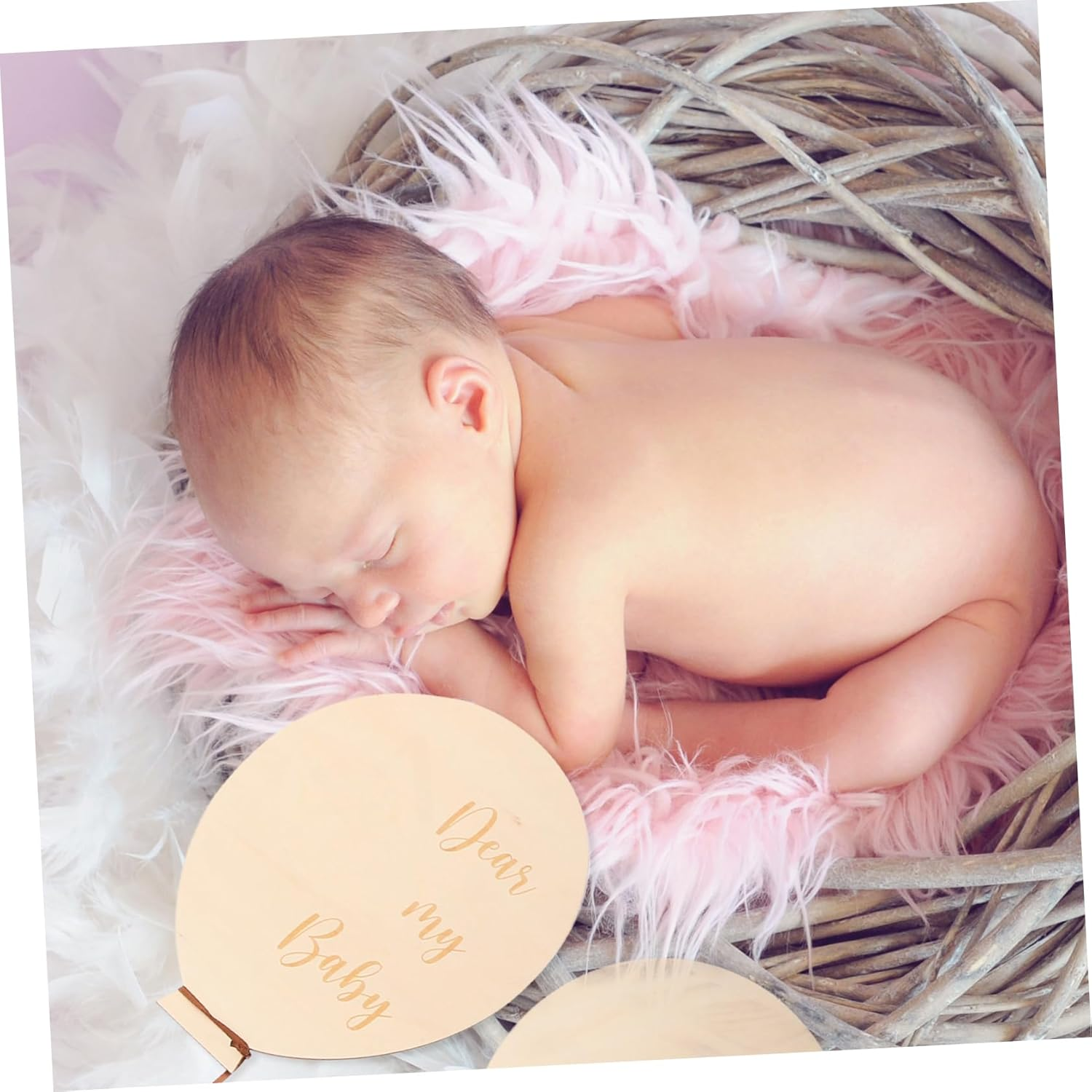 Hohopeti 2Pcs Wooden Milestone Cards DIY Month Milestone Sign for Newborns Cherished Souvenir for Girl Boy for Photography and Home Decoration image number 1