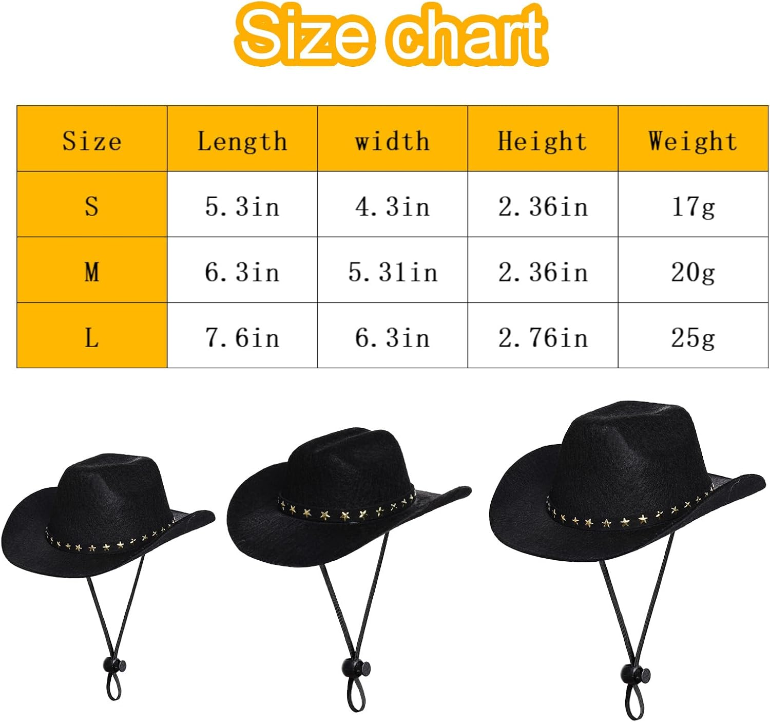 Choyaxo Pet Cowboy Costume Cosplay Cap Halloween Costumes for Dogs Cat Pet Party Decoration Mini Cowboy Hat (Black, Small) image number 2