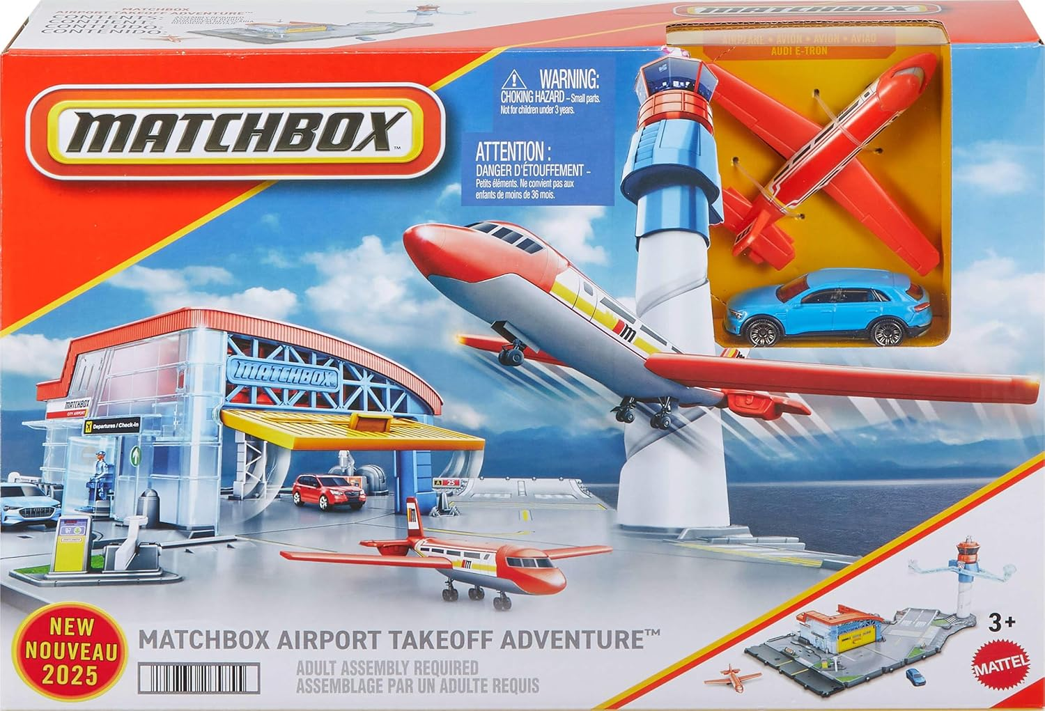 Matchbox Toy Car Playset, Takeoff Adventure Airport Set with Die-Cast Audi in 1:64 Scale, Plastic Plane, Take-Off & Landing Feature & Storage image number 5