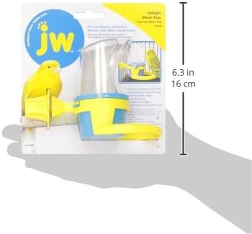 JW Pet 31308 Insight Clean Cup Bird Feed & Water Small, 10Cm, Yellow (Pack of 2) image number 2
