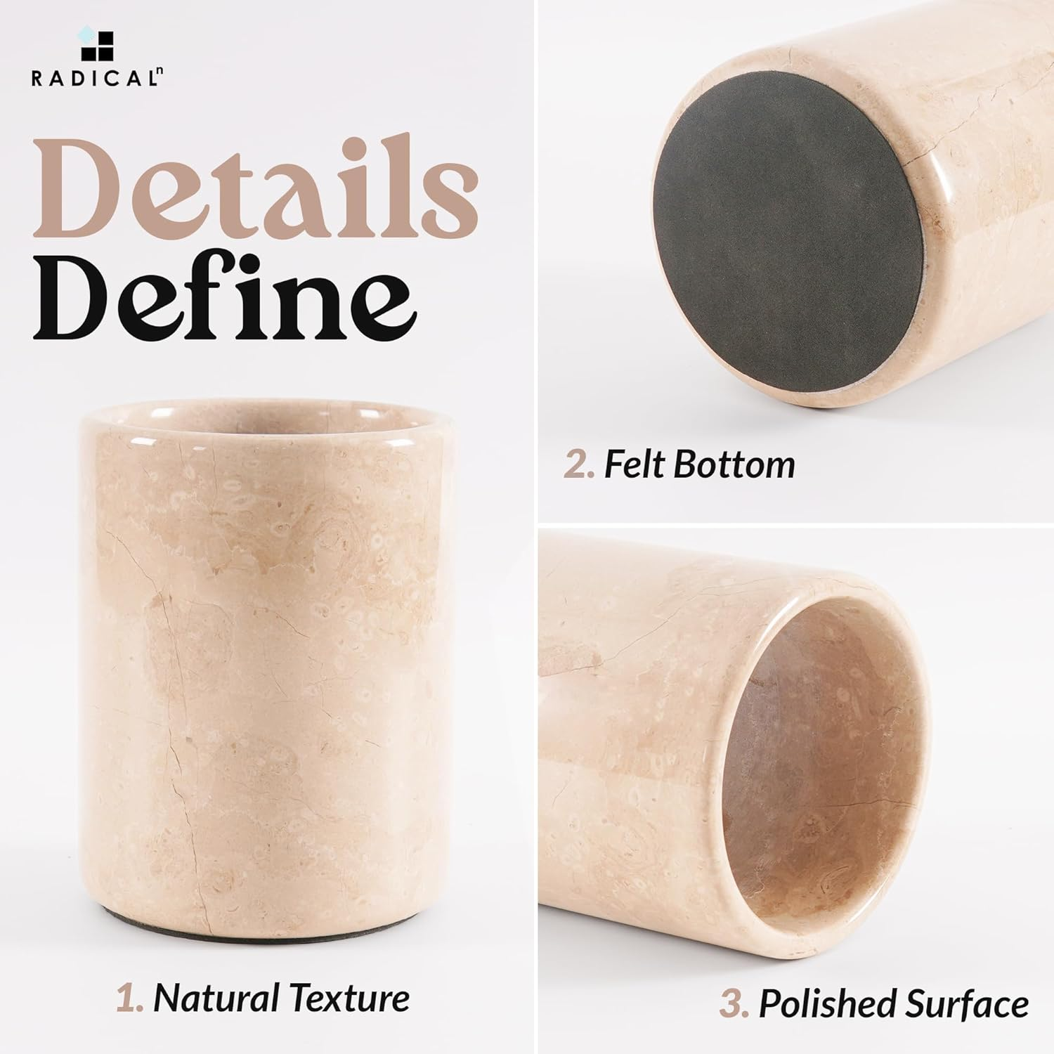 Radicaln Marble Utensil Holder 6.5'' Inches White Utensil Holder for Kitchen Utensils Set Spoon Holder & Crock Kitchen Tools for Cooking Countertop Spatula Set image number 2