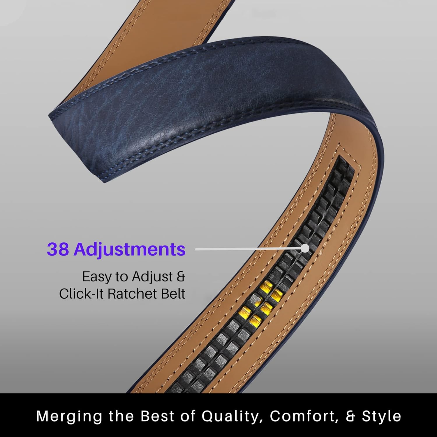 Marino Avenue Men'S Genuine Leather Ratchet Dress Belt with Linxx Buckle, Enclosed in an Elegant Gift Box image number 3