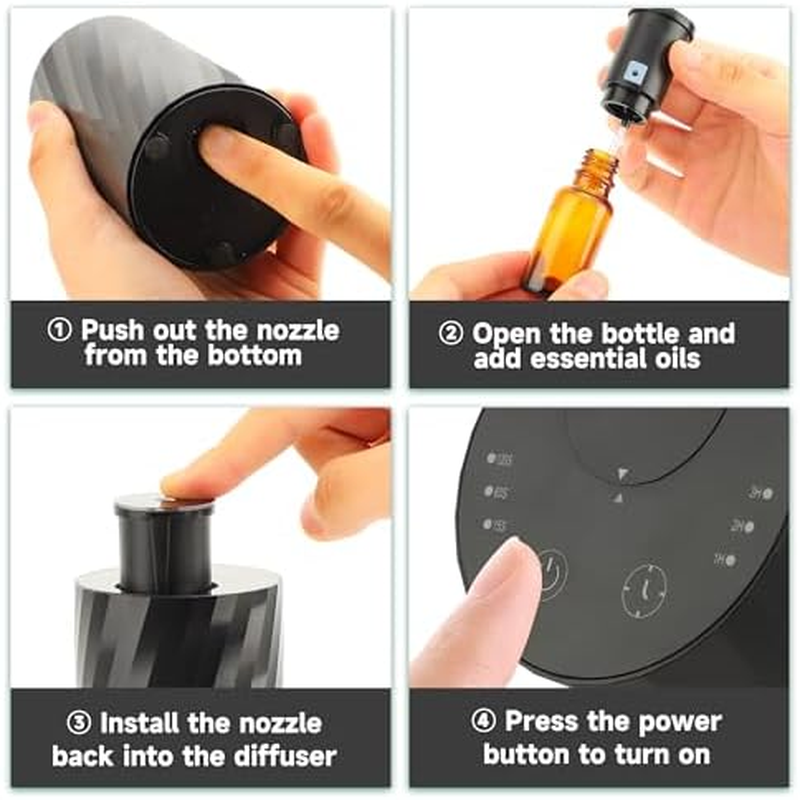 Cordless Essential Oil Diffuser for Home Bedroom Small Mist Waterless Oil Diffuser 20Ml Capacity Battery Operated 3 Timers & Mist Levels (Diagonal Stripe)