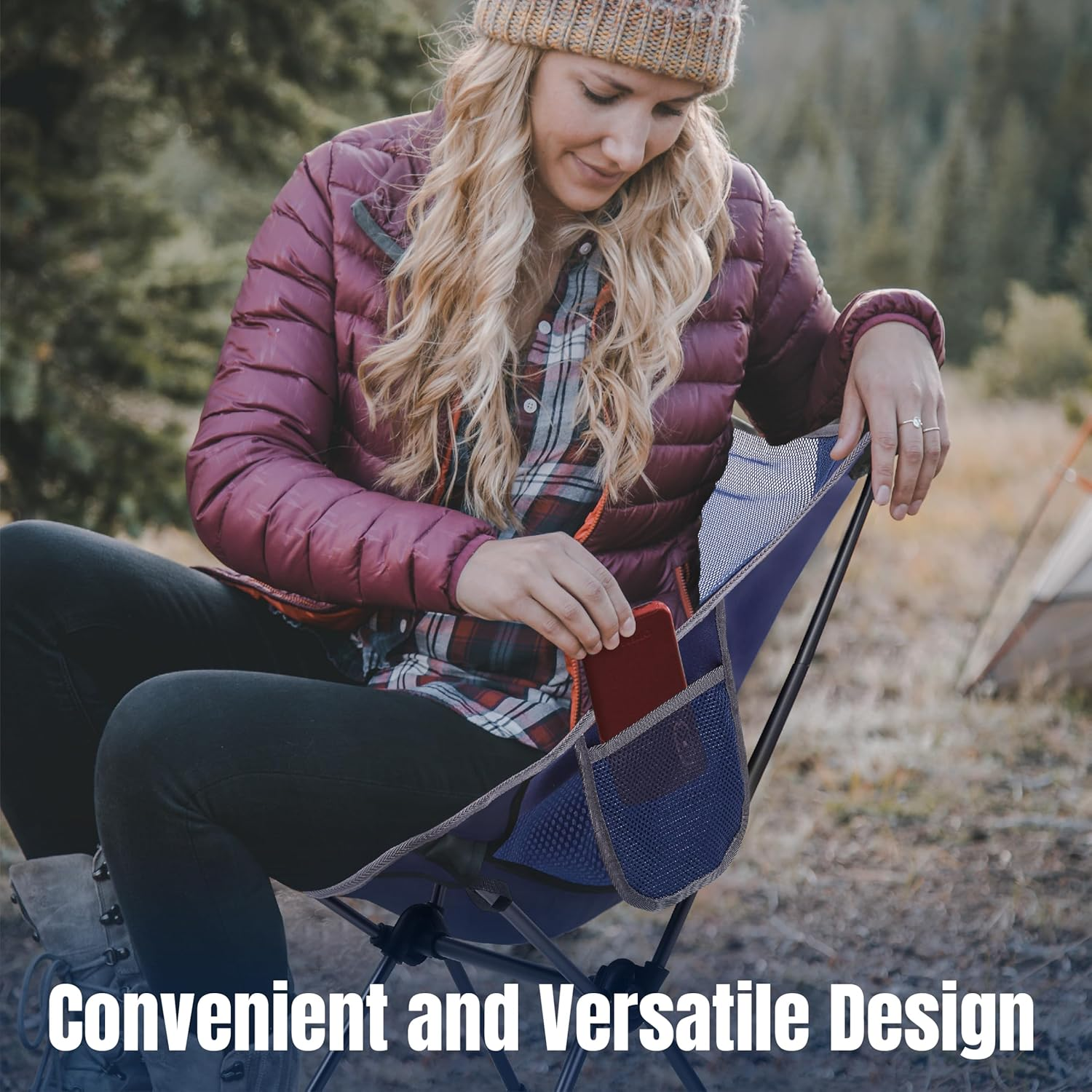 TREKOLOGY YIZI GO Portable Camping Chair, Lightweight Compact, Foldable, Superior Lower Back Support, Durable & Easy Setup, Supports 136Kg, Perfect for Backpacking Beach Hiking and Outdoor Adventures