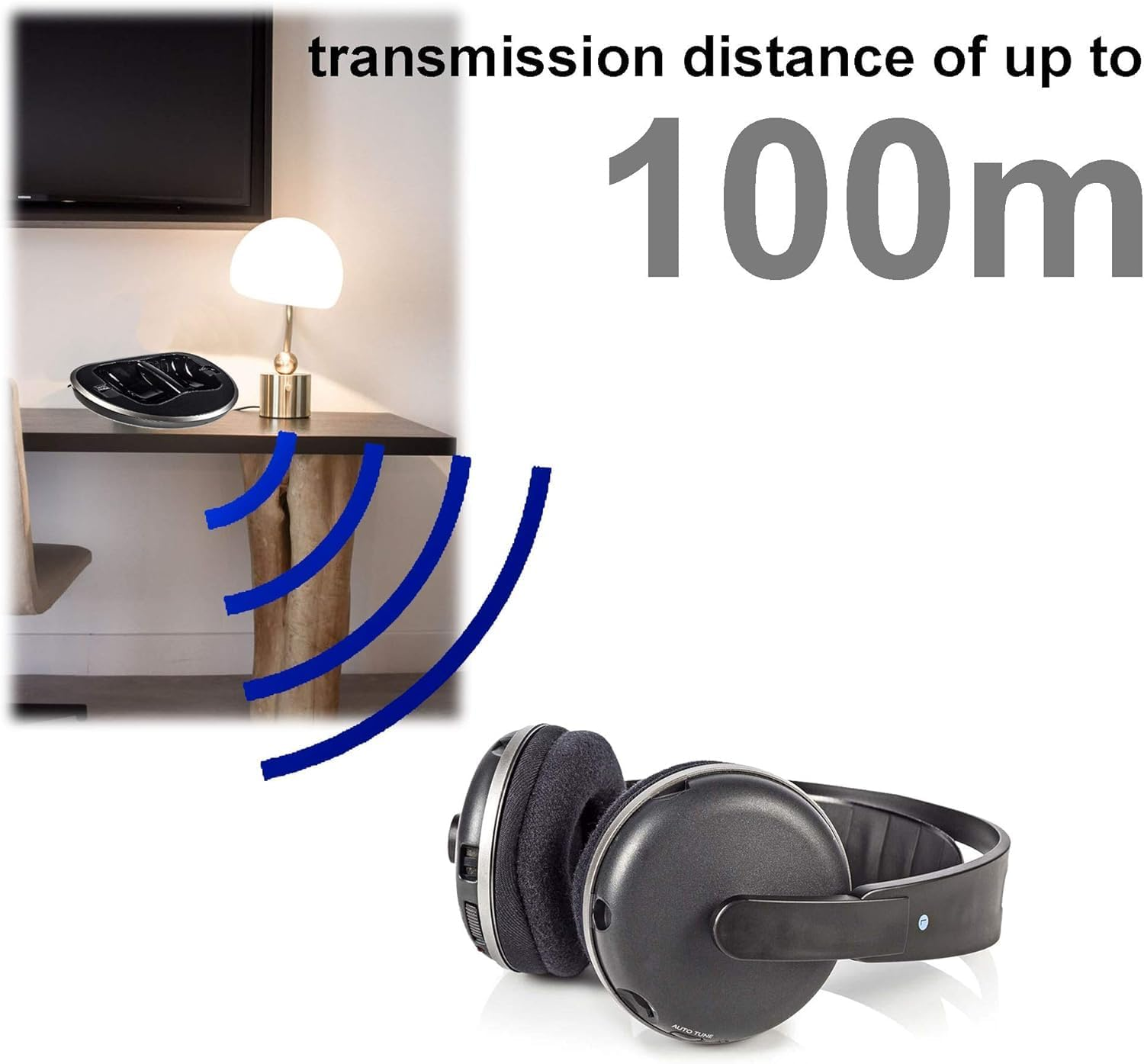 Nedis Wireless Headphones Fr Radio EQ (RF) image number 3