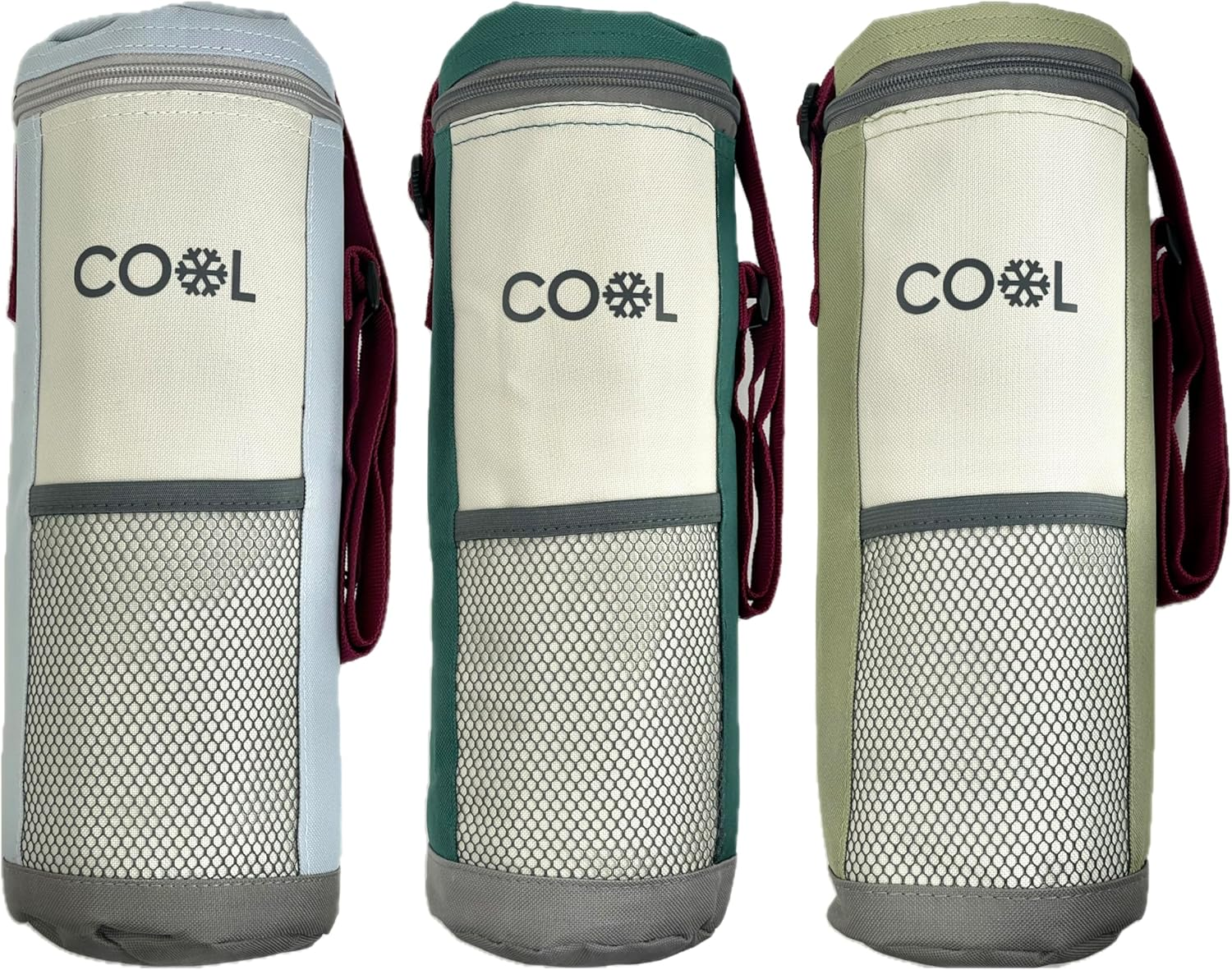 Cool Bag for Bottles up to 1.5 Litres, Bottle Cooler Bag, Size 12 X 32 Cm, Cool Box, Cool Bag, with Adjustable Shoulder Strap, Set of 3, Ideal for Travel