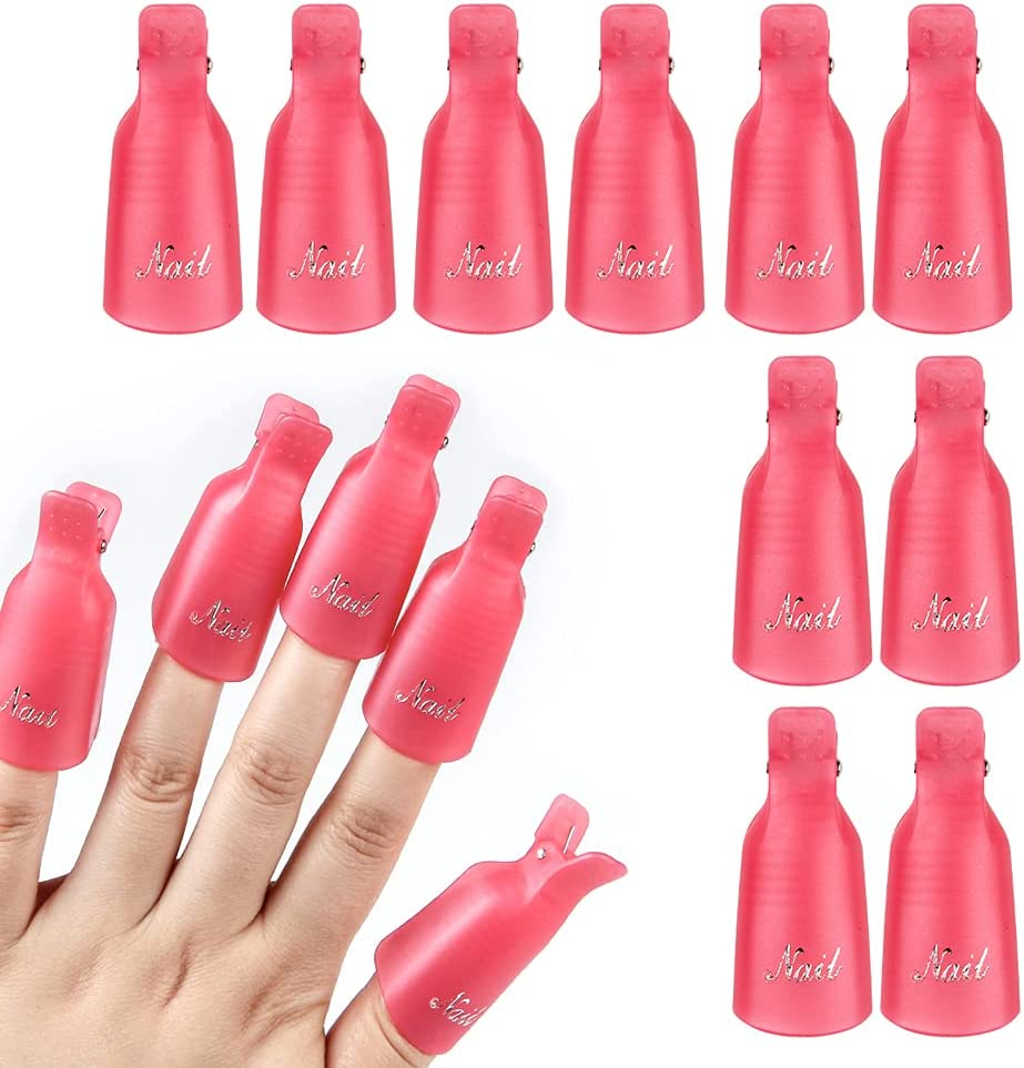 Haobase 20Pcs Gel Nail Polish Remover Clips, Plastic Acrylic Nail Art Remover Soak off Wrap Cleaner Cap Clips (Purple and Pink) image number 3