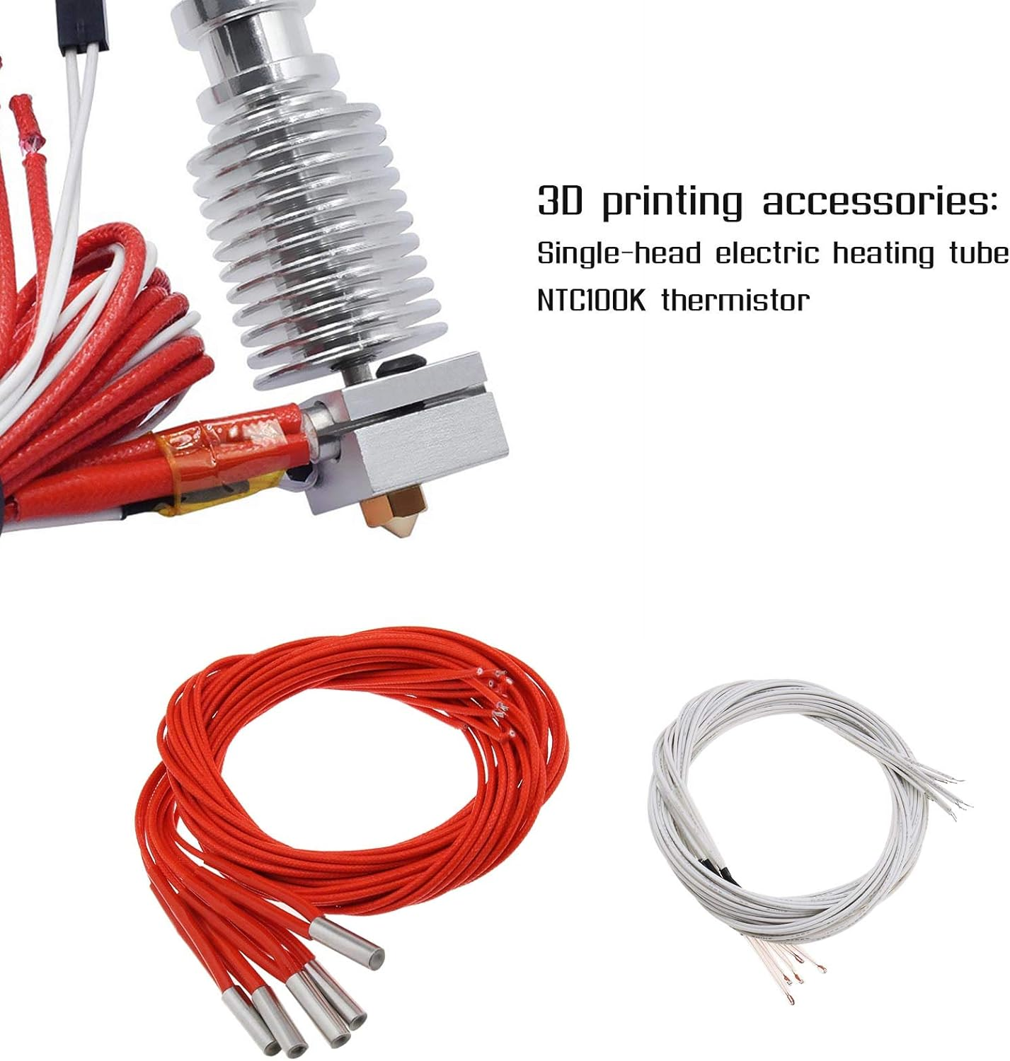 Emsea 3D Printer Aluminum Heater Block 12V40W Ceramic Cartridge Heater 6X20Mm Single-Head with Cable & NTC 100K Thermistor Assembly Tool Kit 15Pcs image number 3