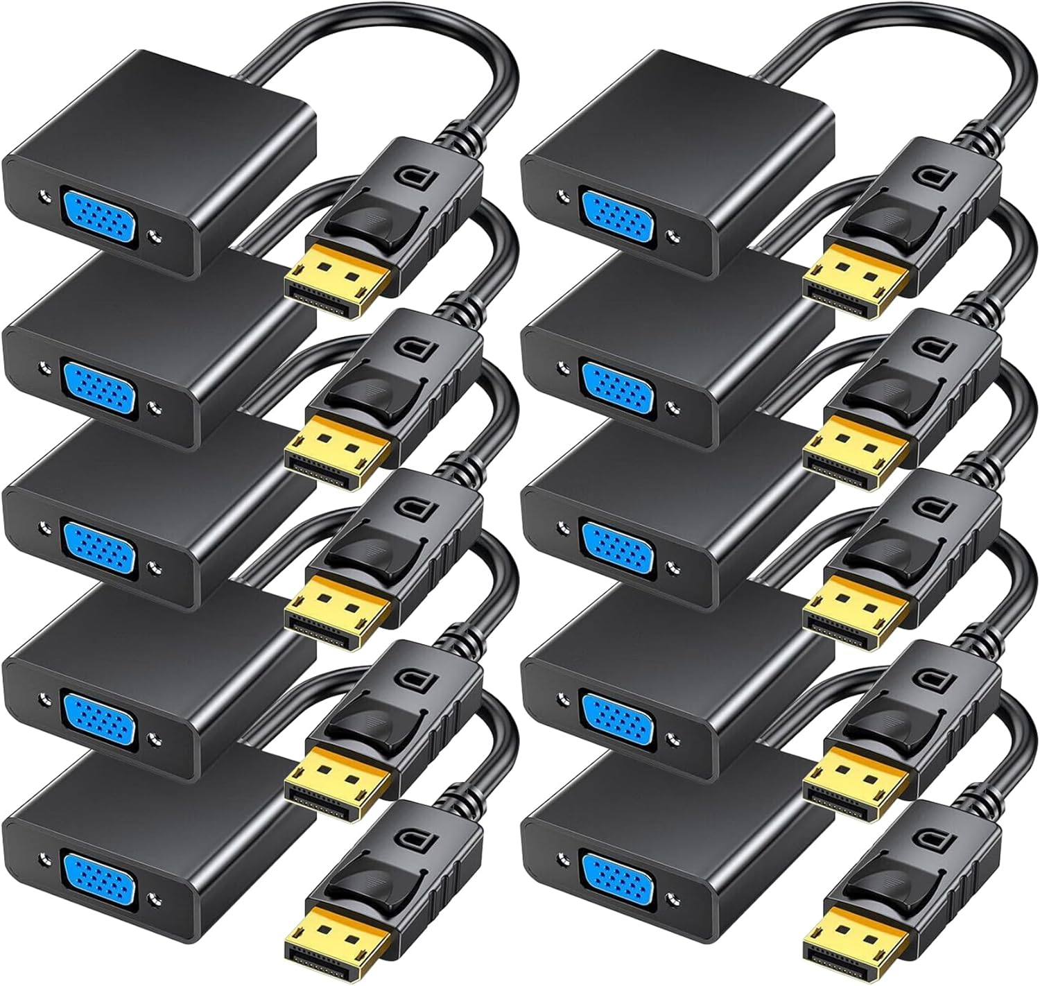 Tunghey Displayport (DP) to VGA Adapter, Gold-Plated Display Port to VGA Adapter (Male to Female) Compatible with Computer, Desktop, Laptop, PC, Monitor, Projector, HDTV (10Pack)