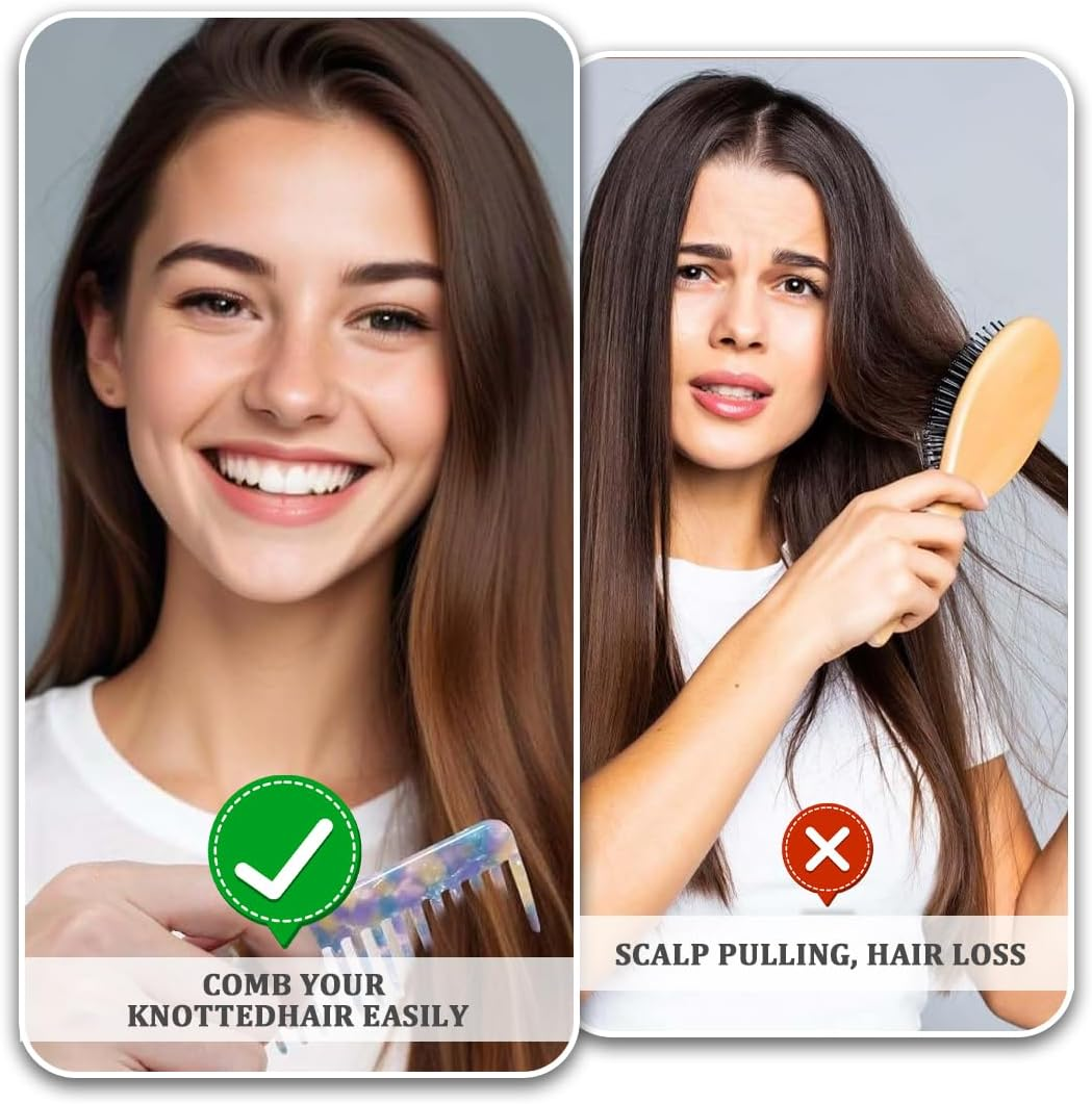 EUYKQNOI Pack of 2 Combs for Curls Curls Coarse Teeth Comb Curls Wide Tooth Comb Antistatic Comb with Large Teeth Hair Comb Wide Tooth Comb for Curls Long Hair Colourful image number 2