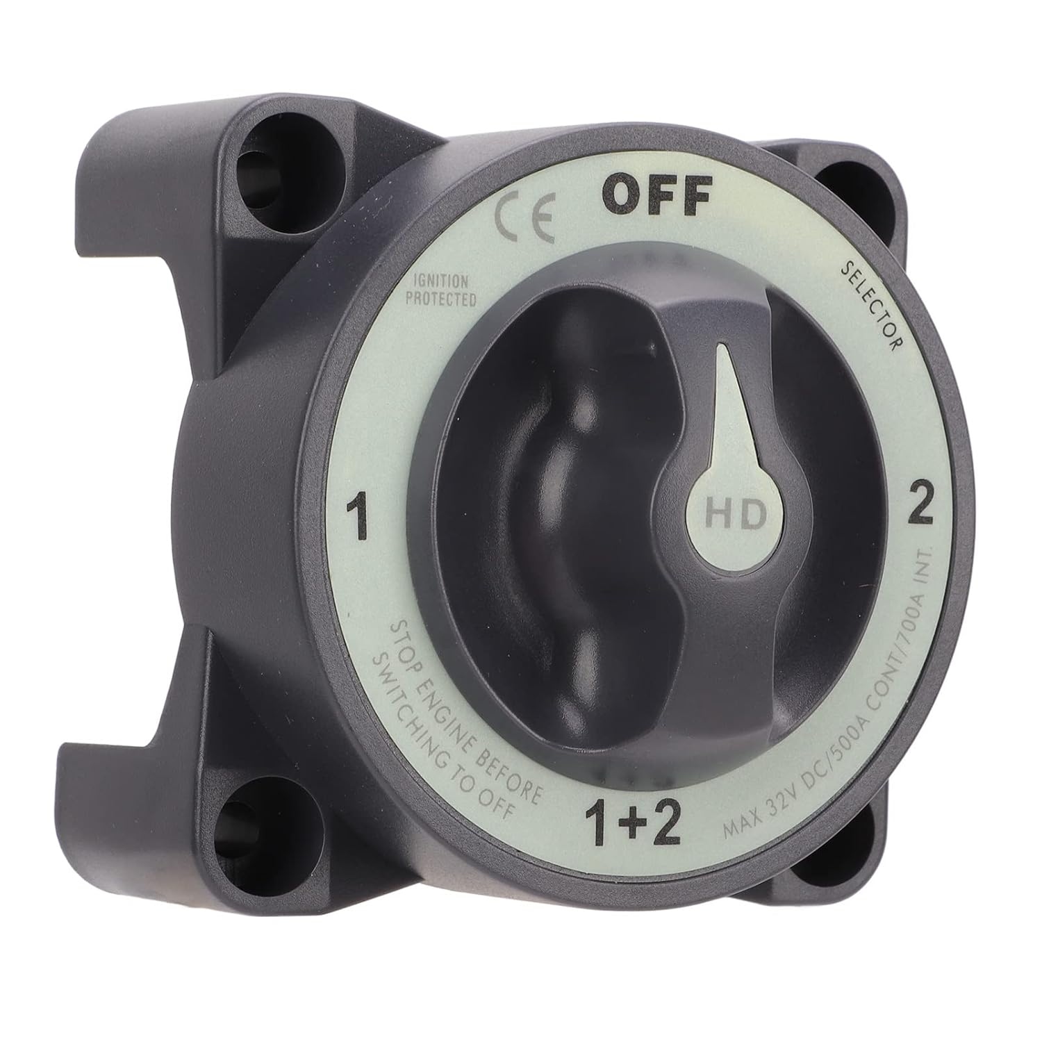 Gernie 4 Position Battery Power Cut Master Switch Disconnect Isolator 500A Marine Battery Cut off Switch, Black or Gray image number 3