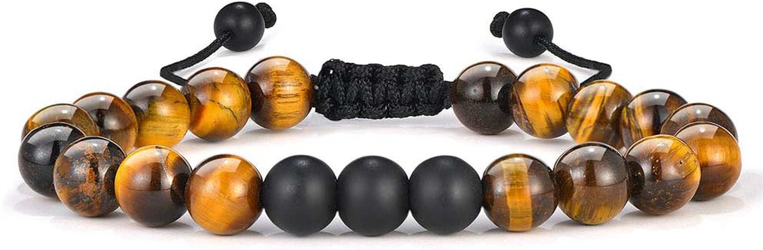 M MOOHAM Lava Rock Bracelet - 8Mm Stone Tiger Eye Bracelet Lava Rock Bracelet, Stress Relief Yoga Beads Adjustable Bracelet Anxiety Aromatherapy Essential Oil Diffuser Healing Bracelet for Men Women