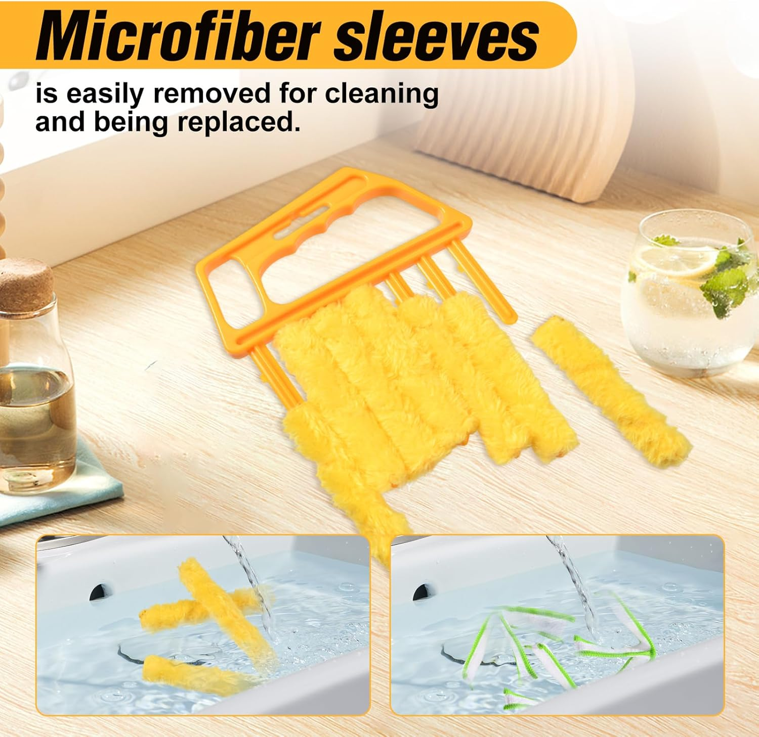 LEONTOOL 8 Pcs Window Venetian Blind Cleaner Duster Tool, Washable 7 Fingers Dusting Cleaners and Air Vent Cleaner, Shutter Cleaners Brush,Blinds Air Conditioner Fan Duster Dirt Housekeeping Tool