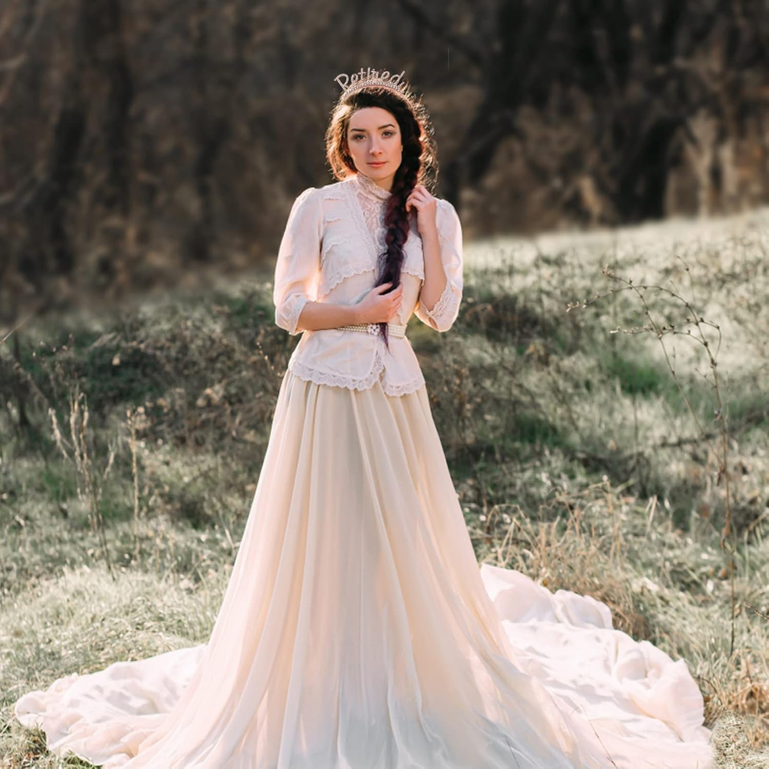 NICENEEDED Officially Retired Retirement Party Set, Rose Gold Tiara Crown & Pink Belt Wtth Gold Lettering, Retired Rhinestones Headband Sash for Women Party Supplies Gifs - Style 6 image number 4