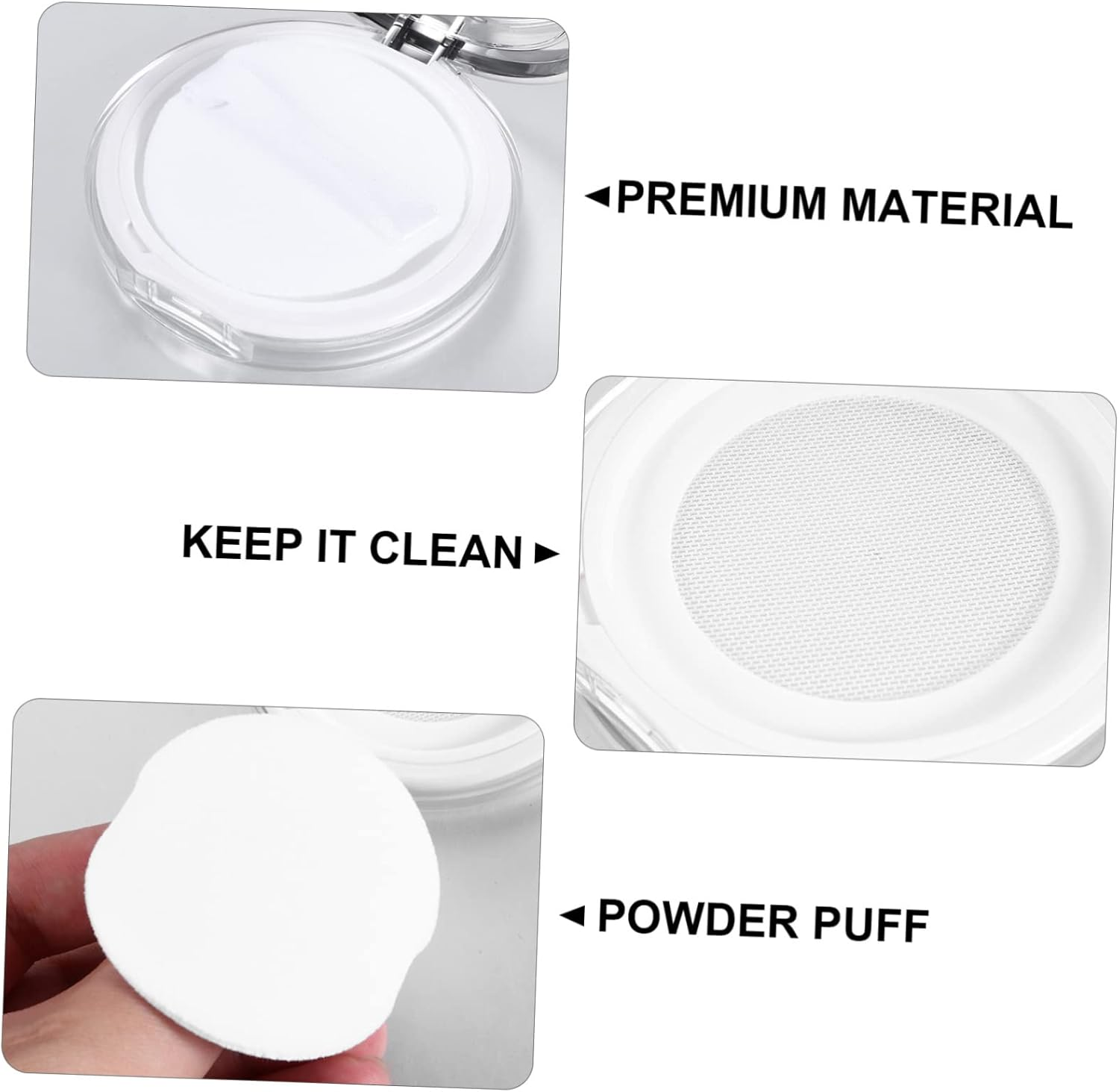 Minkissy Makeup Powder Puff 2Pcs Powder Compact Container, Plastic Empty Makeup Loose Powder Case with Puff and Elasticated Net Sifter Cushion Puff