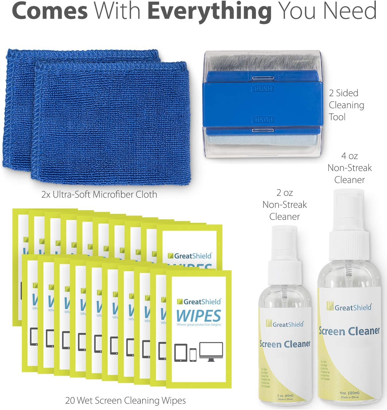 Screen Cleaning Kit with 2 Bottle Solution (60Ml and 120Ml), 2 Microfiber Cloths, 20 Non-Alcohol Screen Cleaning Wipes, and Brush
