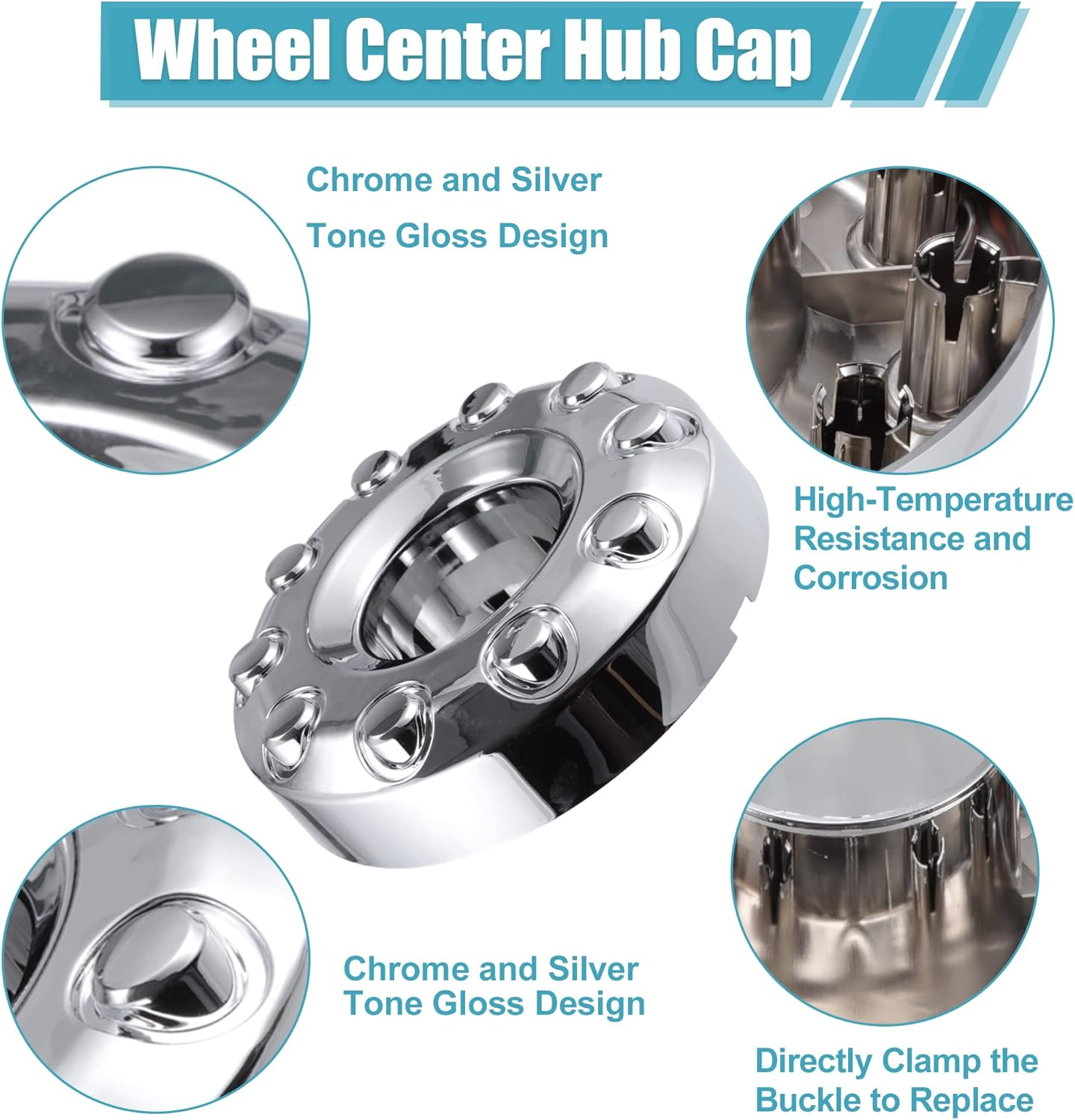 X AUTOHAUX Front 10 Lug Chrome Wheel Center Hub Cap Cover for Ford F450 F350 Super Duty 2011-2016 Wheel Hubcap Wheel Center Cap 5C3Z1130NA Front Wheels Only W/ 4X4 image number 1