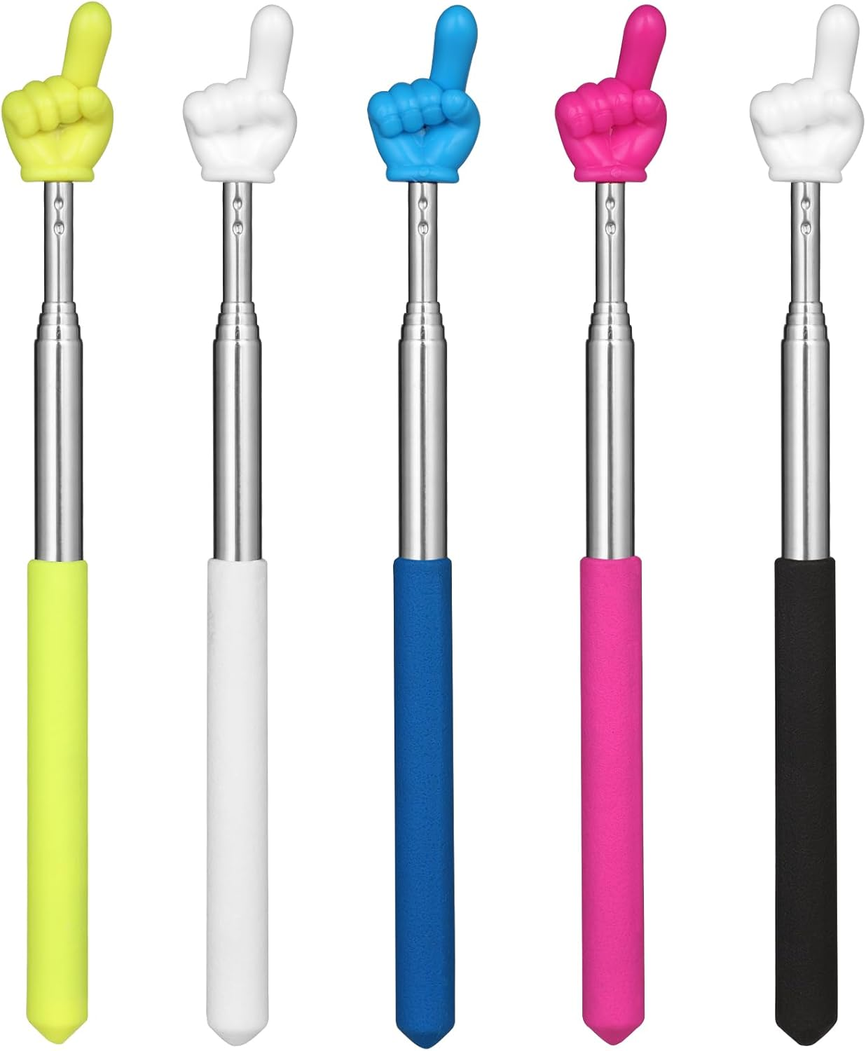 5 Pcs Telescoping Pointer for Classroom, Teachers Retractable Pointer Sticks for Whiteboard Telescopic Extendable Hand Pointers Finger Stick Mini Teaching Pointers Presenter for School Kindergarten