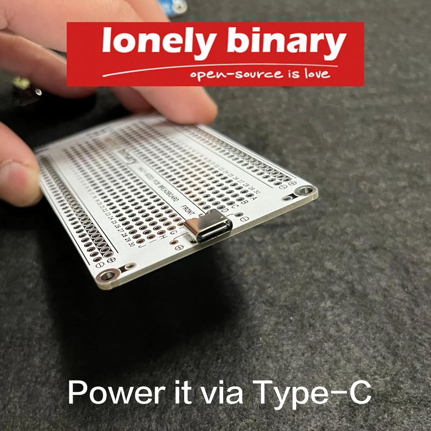 Lonely Binary 6-Pack Prototype PCB Half-Size Breadboards &ndash; Assorted Colors with Type-C & Micro USB Ports, Solderable Power Boards for Arduino, Raspberry Pi, ESP32, and DIY Projects image number 2