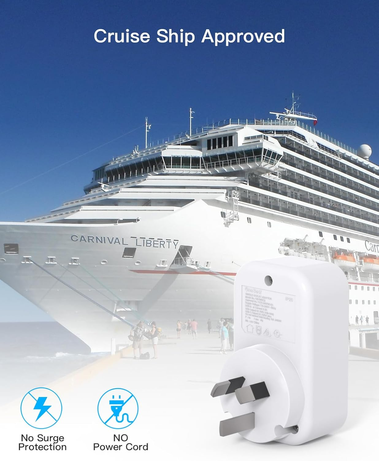 Power Board, Power Strip with 4 USB Ports (2 USB C), No Cord Extension Cord, Travel Power Plug, Travel Adapter, USB C Wall Plug, Cruise Essentials for Home, Office, Bedroom, Travel Accessories(Type I)