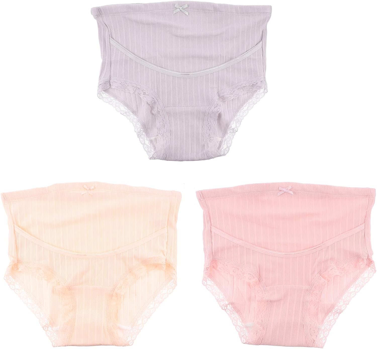 3Pcs High Waist Cotton Maternity Underwear for Pregnant Women Breathable Summer Panties with Scientific Waist Shaping Gentle Support Non-Slip Soft Briefs in Light Grey Honey image number 3