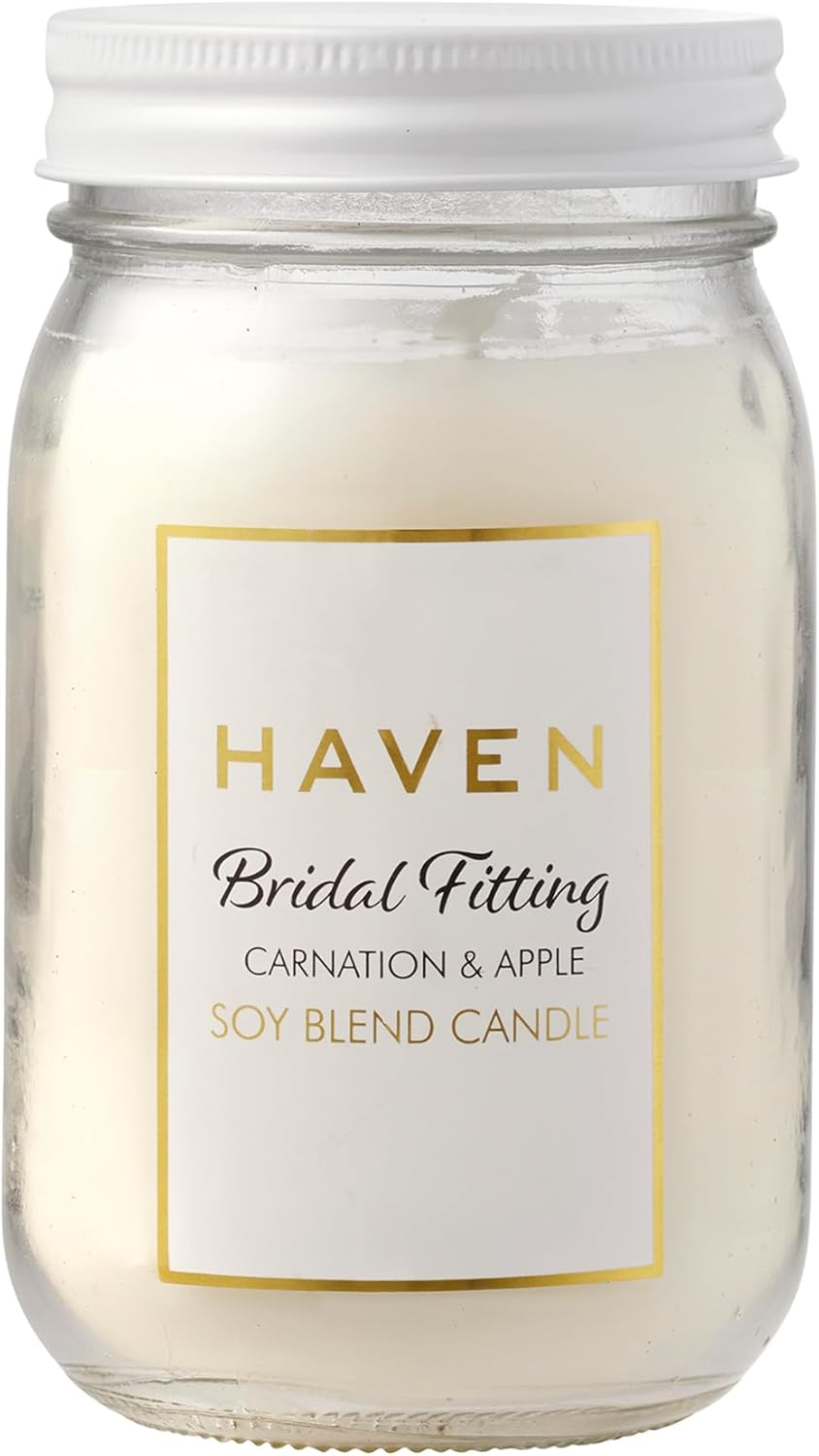 Haven Carnation & Apple Scented Candle - Natural, Non-Toxic Soy Wax Blend Candle in Glass Jar with White Lid - Aromatherapy Candle for Home Decor & Fragrance image number 4