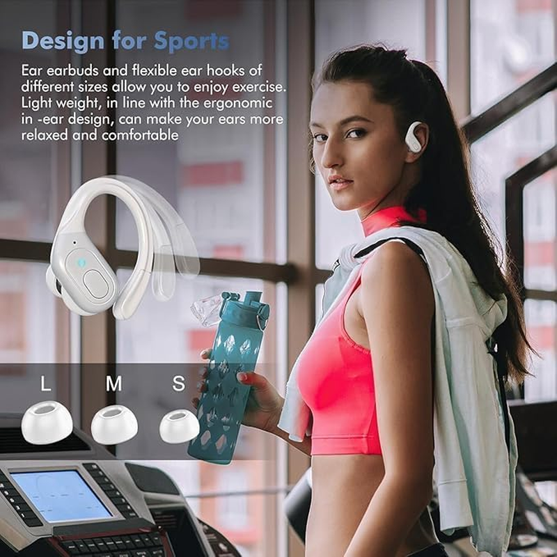 Sajawass Wireless Bluetooth Earbuds, 75Hrs Playback, LED Display Charging Case, Ear Hooks, IPX7 Waterproof, Over-Ear Design for Sports, Running, Workout image number 4