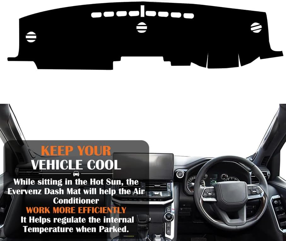 Evervenz Dash Mat for Toyotaland Cruiser 300 2023 2024 Flannel（Without HUD） Dash Cover Dashboard Cover Cruiser01 image number 3