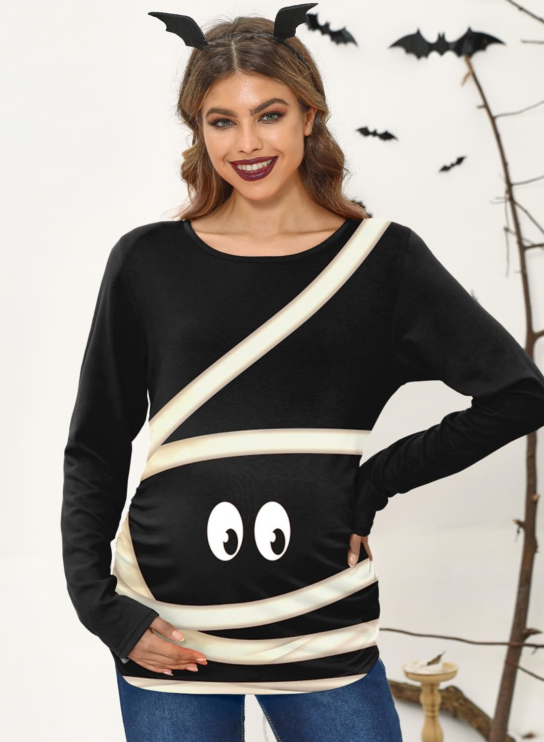 For G and PL Women'S Halloween Maternity Long Sleeve Pregnancy Shirt image number 1