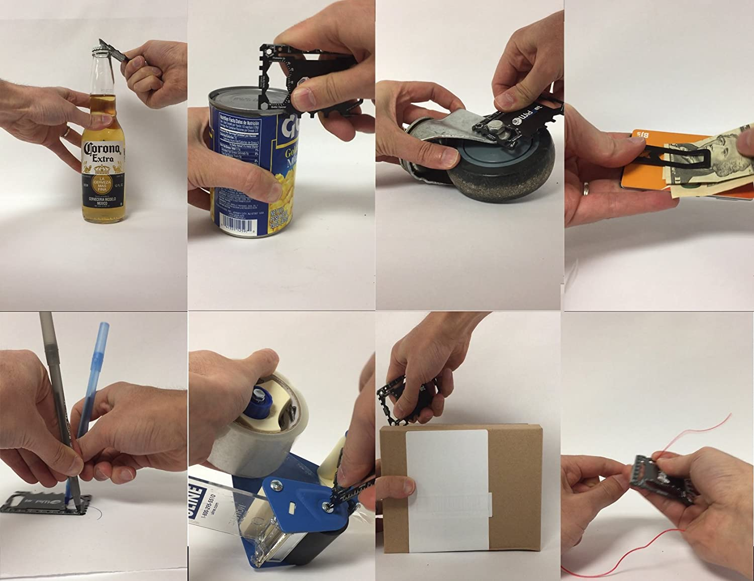 W4W, Multi Purpose Survival Pocket Tool - 43 in 1 - Credit Card Wallet Size Ninja Multitool with Money Clip (Silver) image number 5