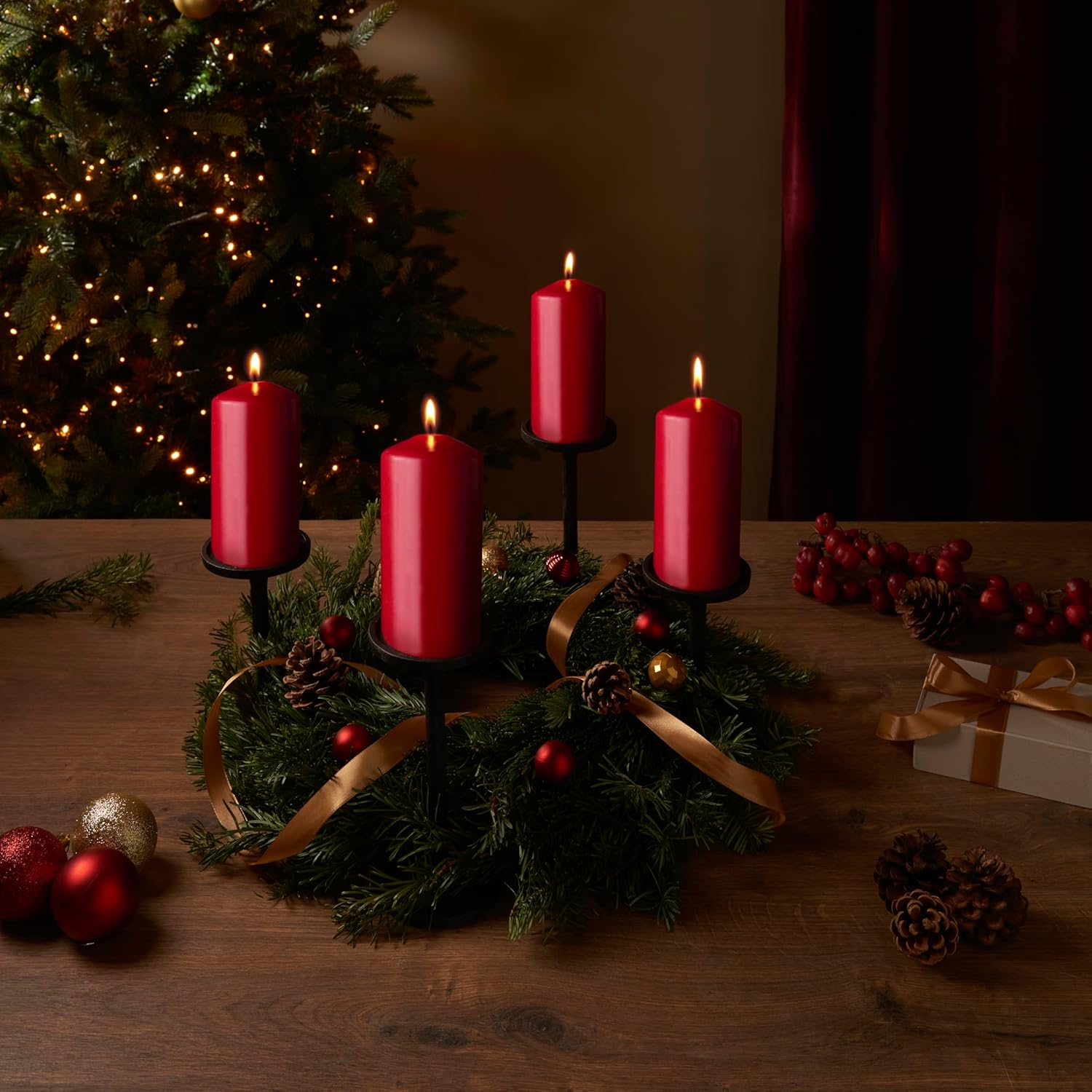 Bolsius Smooth Pillar Candles - Set of 4 - Advent Season - White - Various Sizes - Decorative Household Candles - Long Burning Time - Unscented - with Natural Plant Wax - without Palm Oil - Advent image number 1