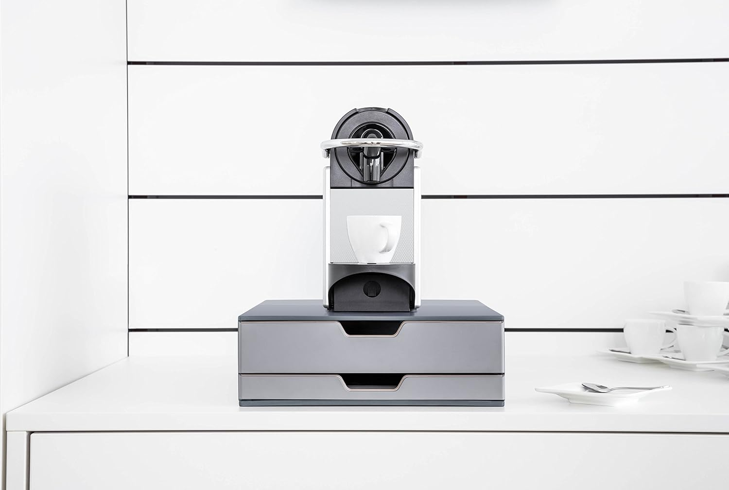 Durable Coffee Point Storage Box | 2 Drawer Set with Draw Insert | Ideal for Coffee Pod Capsuals and Tea Bags | Charcoal/Anthracite Grey image number 3