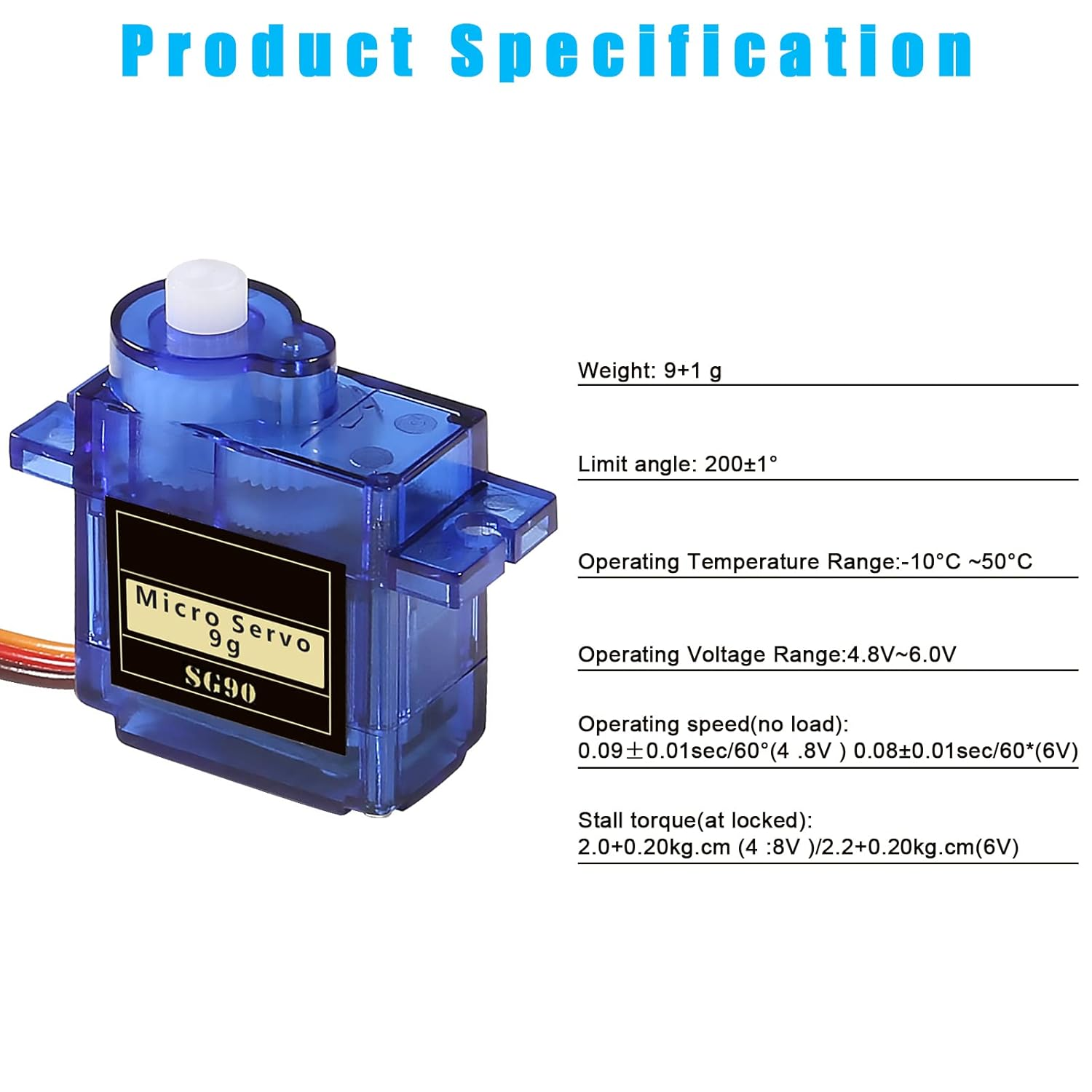 DIANN 6Pcs SG90 9G Micro Servo Motor Kit for RC Robot Arm Walking Helicopter Airplane Car Boat Control with Cable M-F