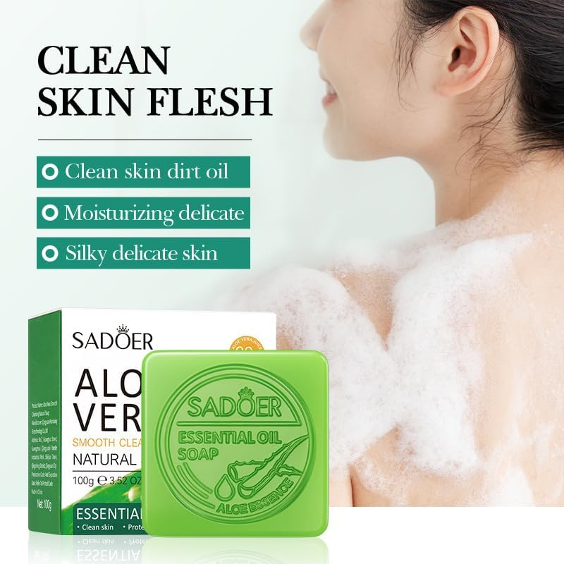 Aloe Vera Essential Oil Soap, Moisturising Natural Skin Cleanser, 100G image number 3