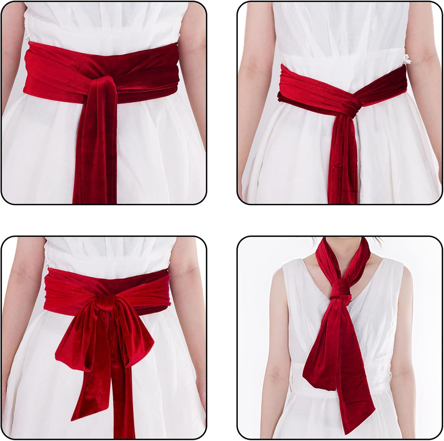 Women Velvet Sash Belt for Dress Tie Waist Dress Belt Wide Long Wedding Bridal Belt for Special Occasion image number 2
