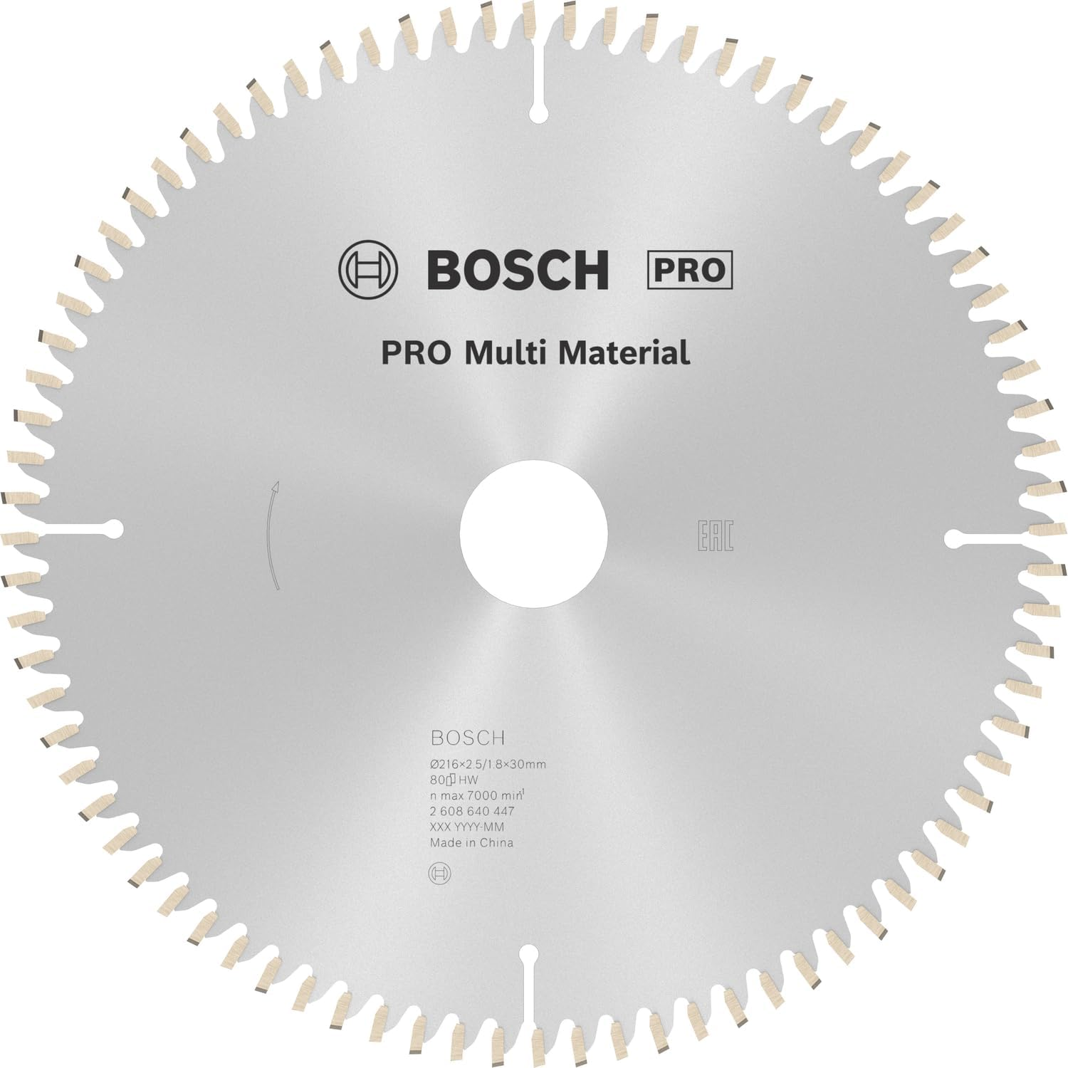Bosch Professional 1 X Circular Saw Blade Multi Material (For Multimaterial, Saw Blade Diameter 216 X 30 X 2.5 Mm, 80 Teeth, Circular Saw Accessories) image number 2