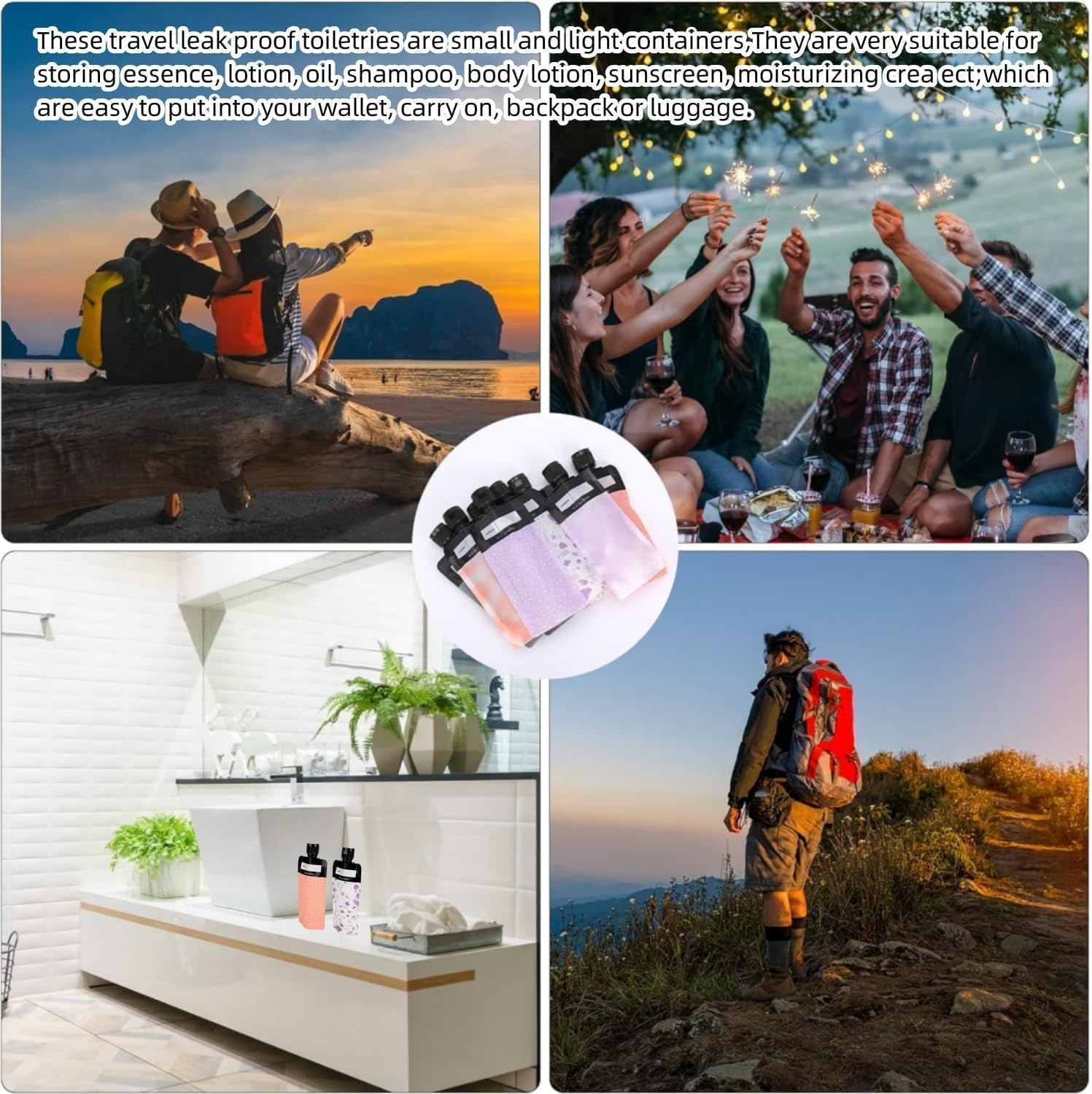 6 Pcs Travel Pouches for Liquids,Leak Proof Empty Squeeze Pouches, Portable Fluid Makeup Packing Bagrefillable Bottles,Travel Shampoo Conditioner Lotion Body Wash image number 2