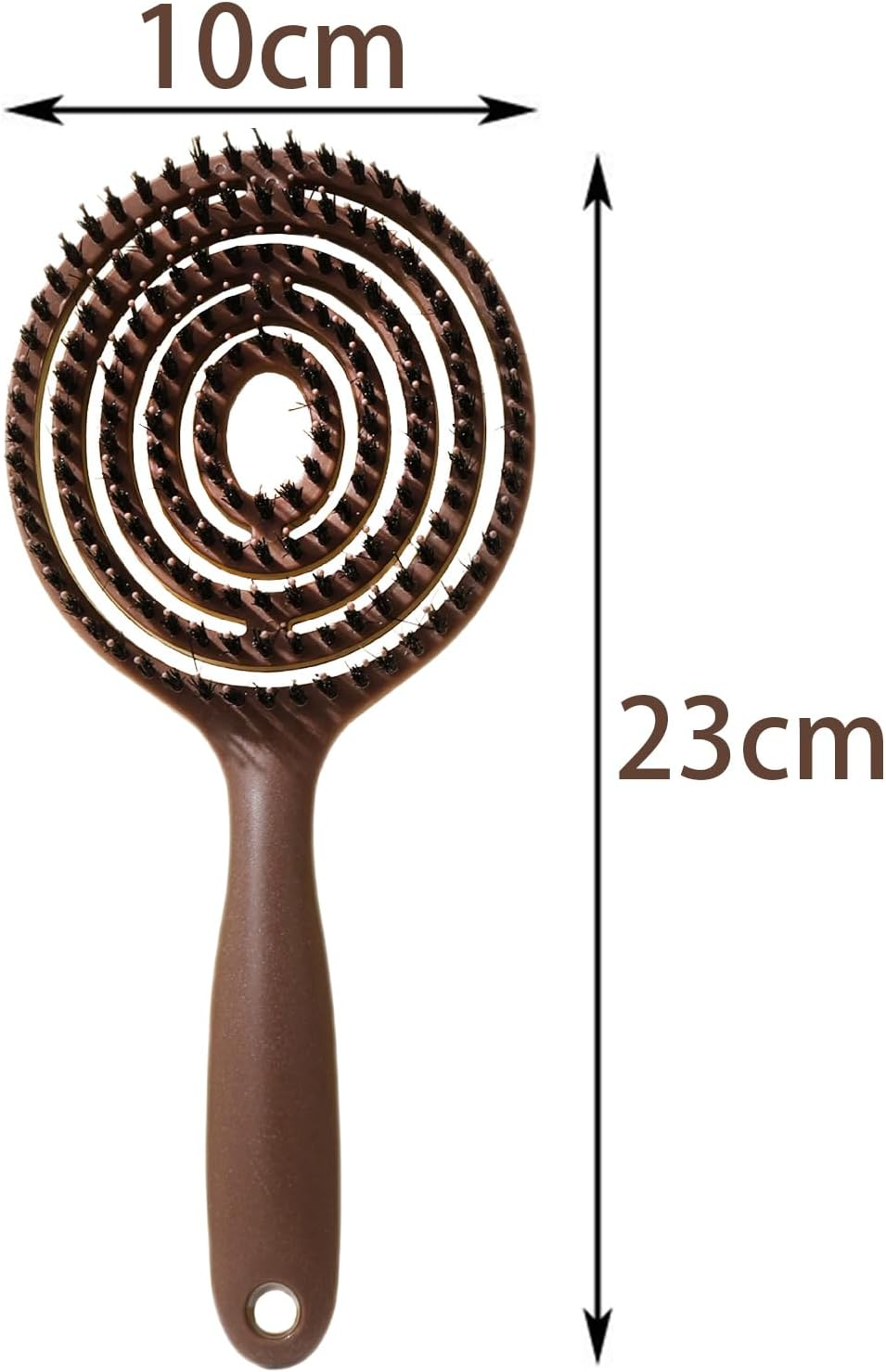Smaoqingji Organic Hair Brush Wild Boar Bristles round &ndash; 1 Piece, Brown, Detangler Brush with Double Spiral Spring, Suitable for All Hair Types, No Matter Square, round Flat Head, Fits Perfectly image number 3