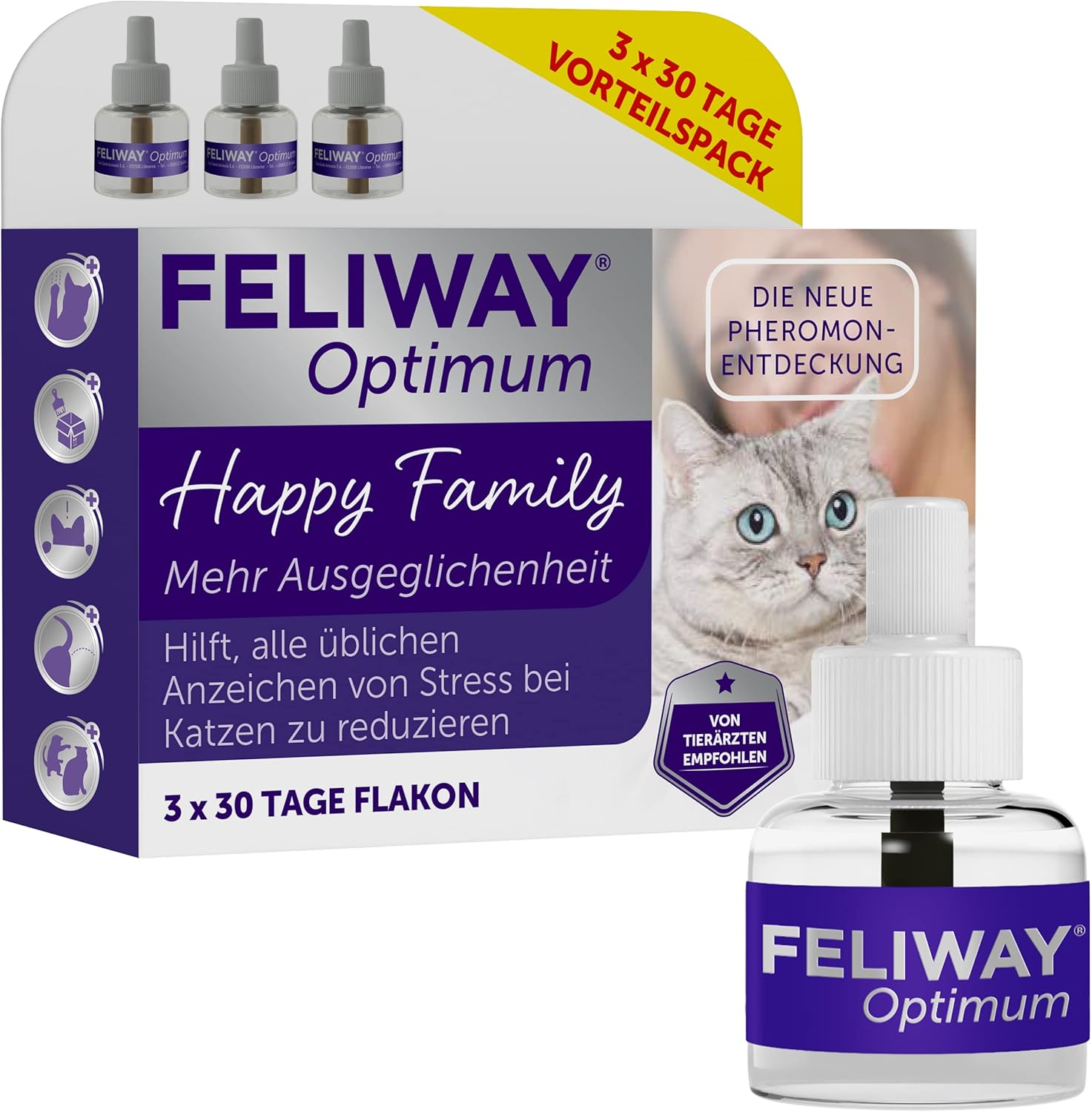 FELIWAY&reg; Optimum Value Pack | 3 Months Balance & Relaxation for Cats | 3 X 48 Ml Refill Bottles image number 6