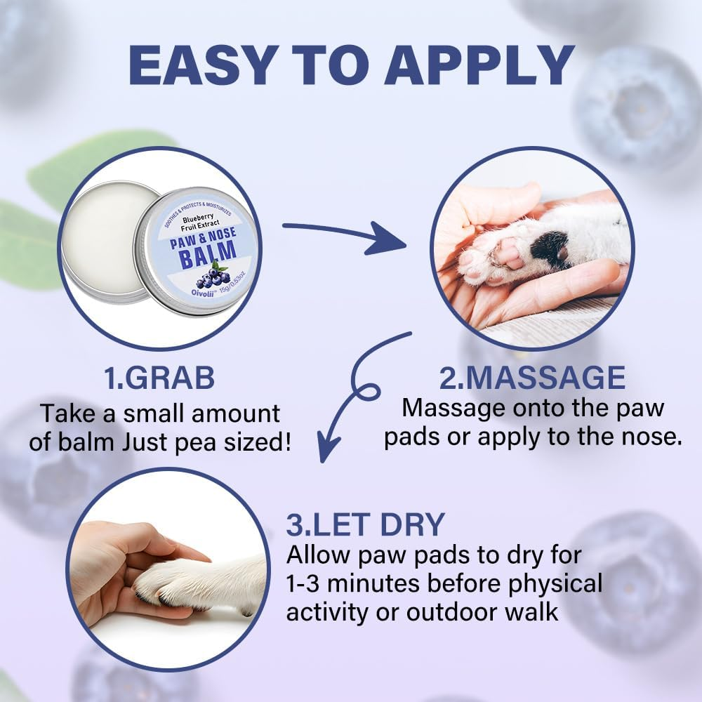 Natural Blueberry Paw & Nose Balm for Dogs and Cats, 15G, Moisturizing Pet Care Balm image number 1