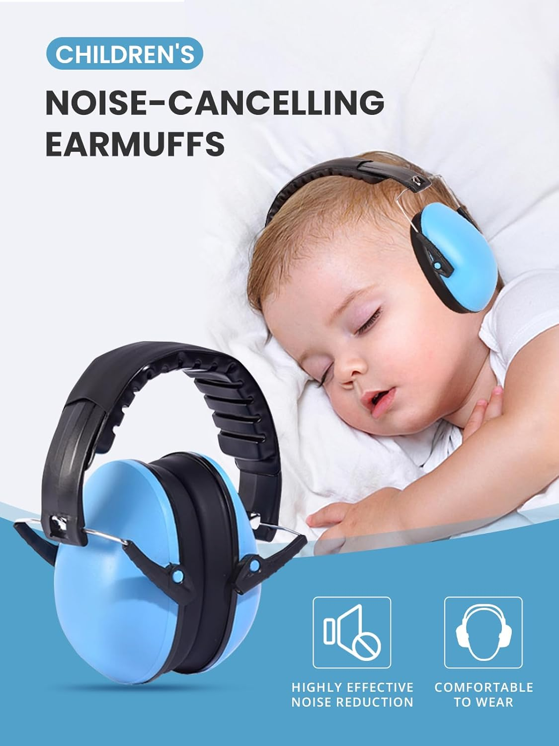 Kids Noise Reduction Ear Muffs, 21Db Hearing Protection for Toddlers & Children, Ideal for Concerts, Fireworks, Shooting &ndash; Blue image number 5