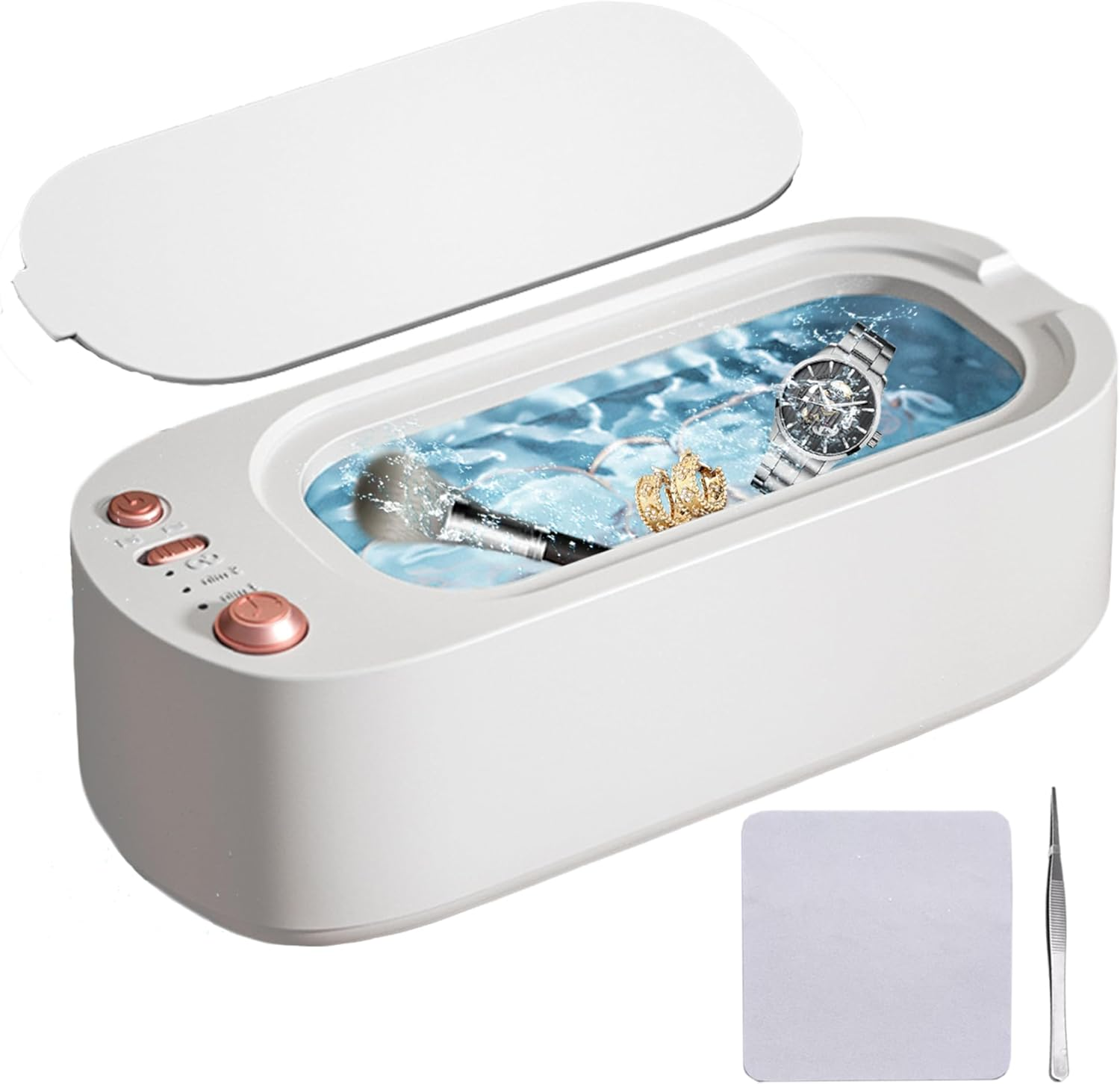 Fenikle Ultrasonic Cleaner, Portable Travel Ultrasonic Jewellery Cleaner with 3 Mode, Rechargeable 45Khz Makeup Brush Cleaner for Ring, Watch, Retainer Cleaner, Professional Glasses Cleaner. image number 6