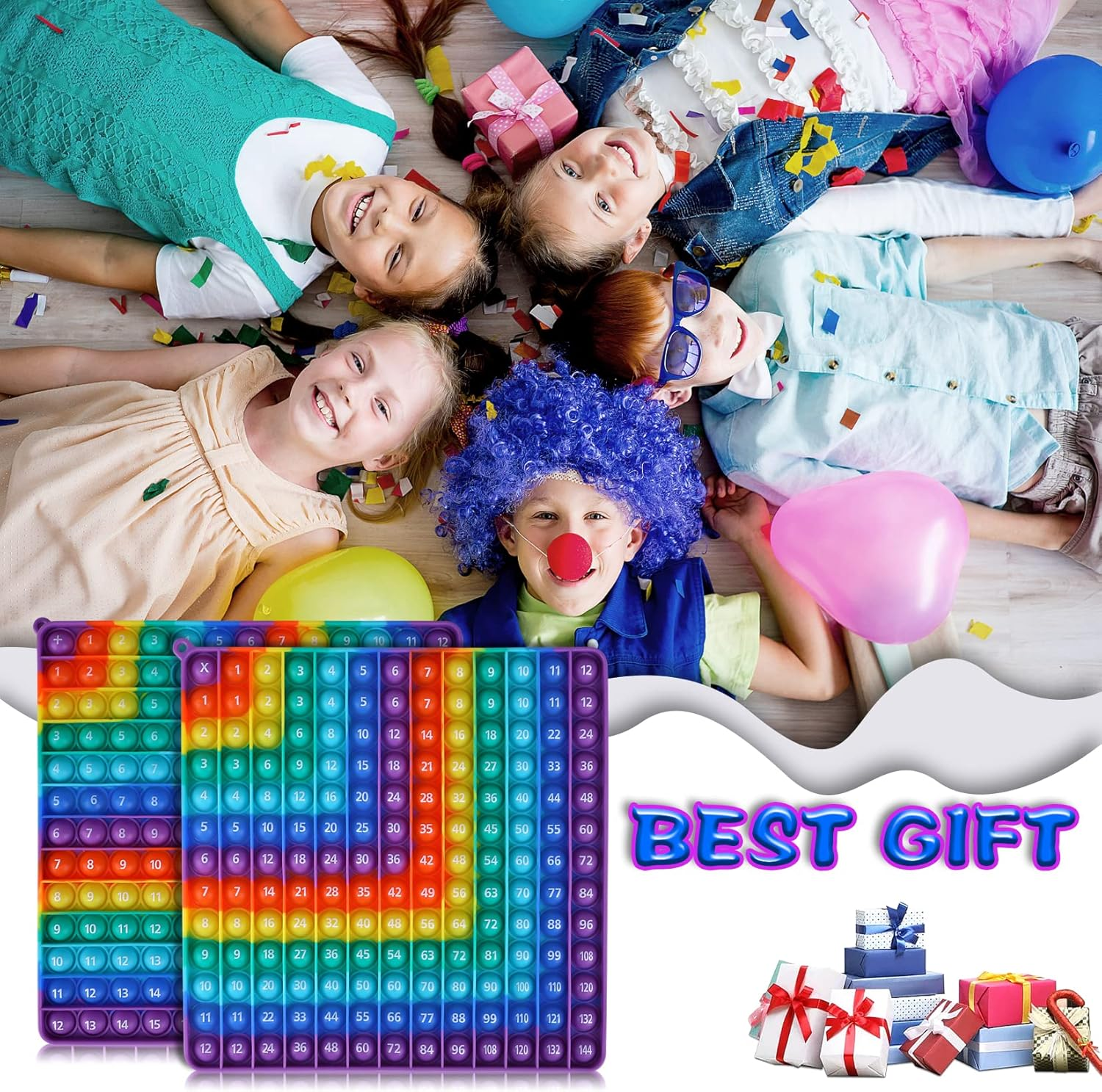 2 in 1 Multiplication Table and Digital Addition Table P0PP Math Toy, Rainbow Dimple Fingertip Toy, Multiplication Table Math Manipulation Game, Create Various Math Operations (1 PCS)